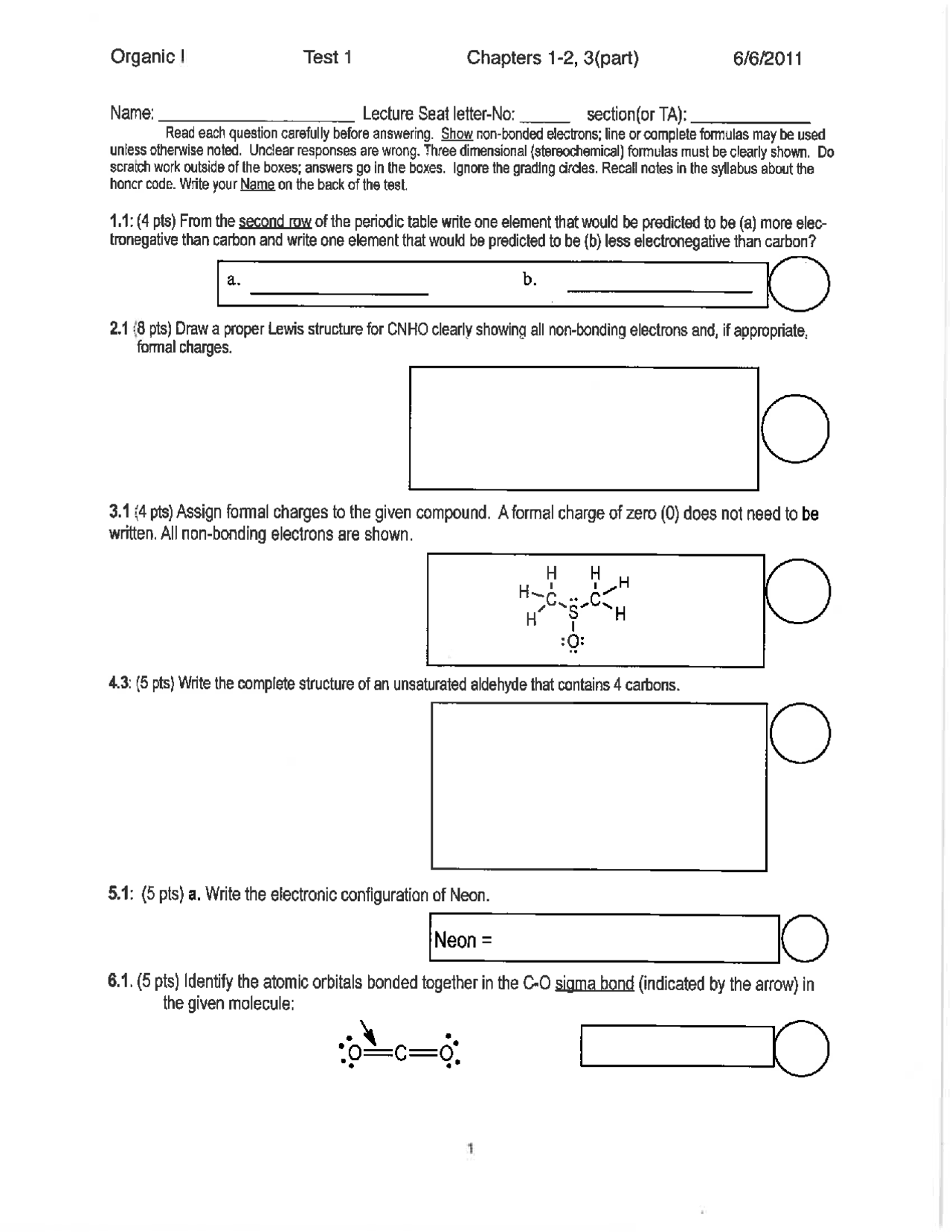 Loweis Structure Question 16 Solved Questions on the Lewis Structure - Examination 1 | CHEM 333 ...
