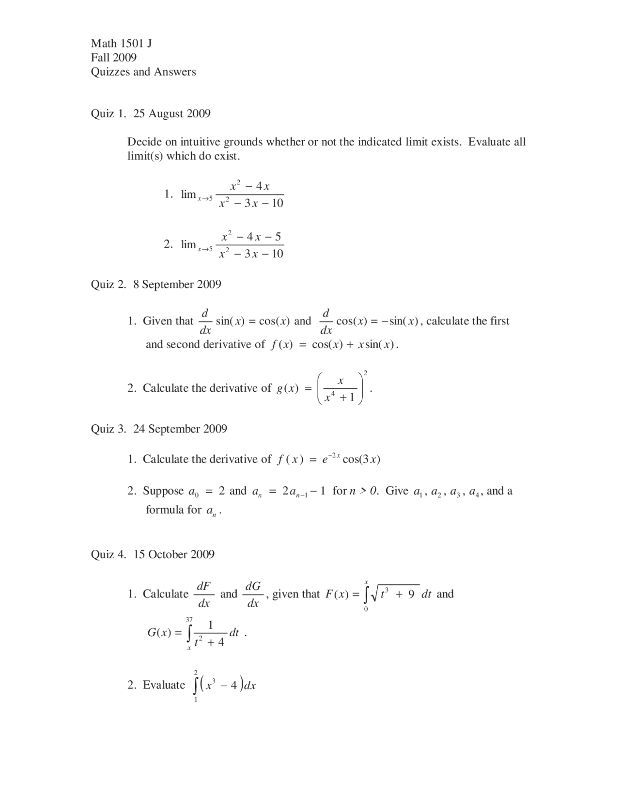 6 Solved Problems on Calculus to Calculate the Derivative Functions ...