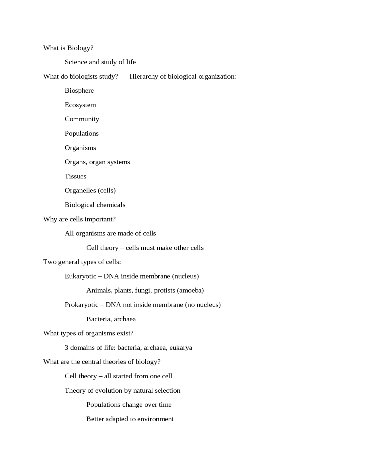 Study Guide for Exam 1 - Biological Sciences I | Bisc 160 - Docsity