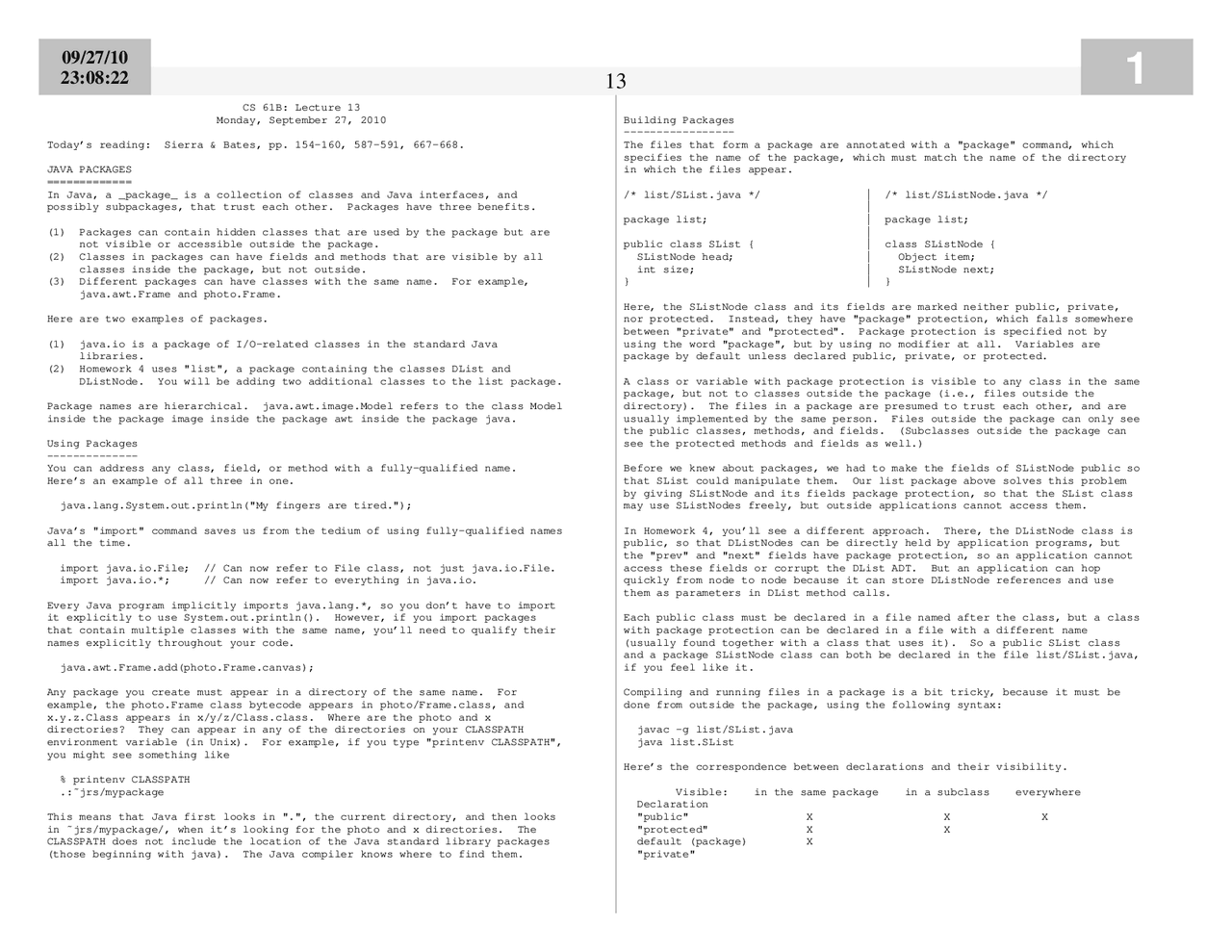 JAVA Packages, Lecture Notes - Computer Science - Docsity