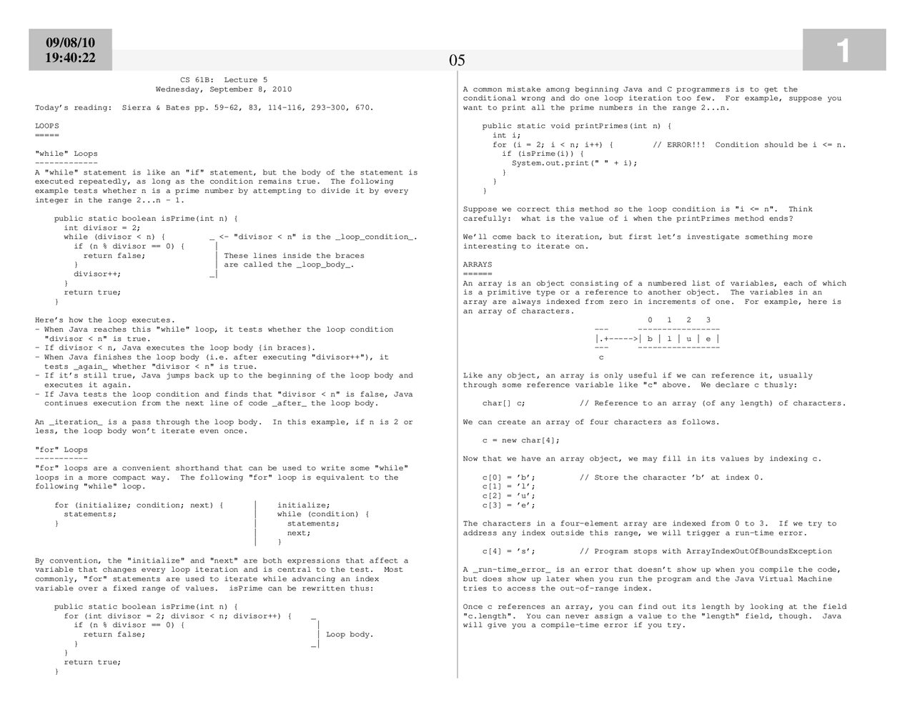 Loops, Lecture Notes - Computer Science - Docsity