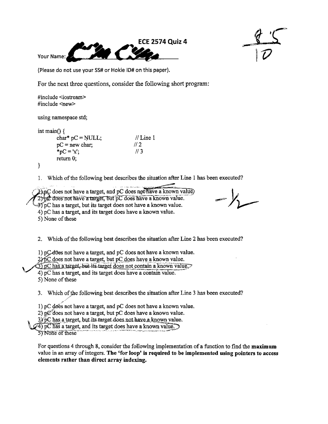 Solved Quiz Paper of Data Structures and Algorithms | ECE 2574 - Docsity