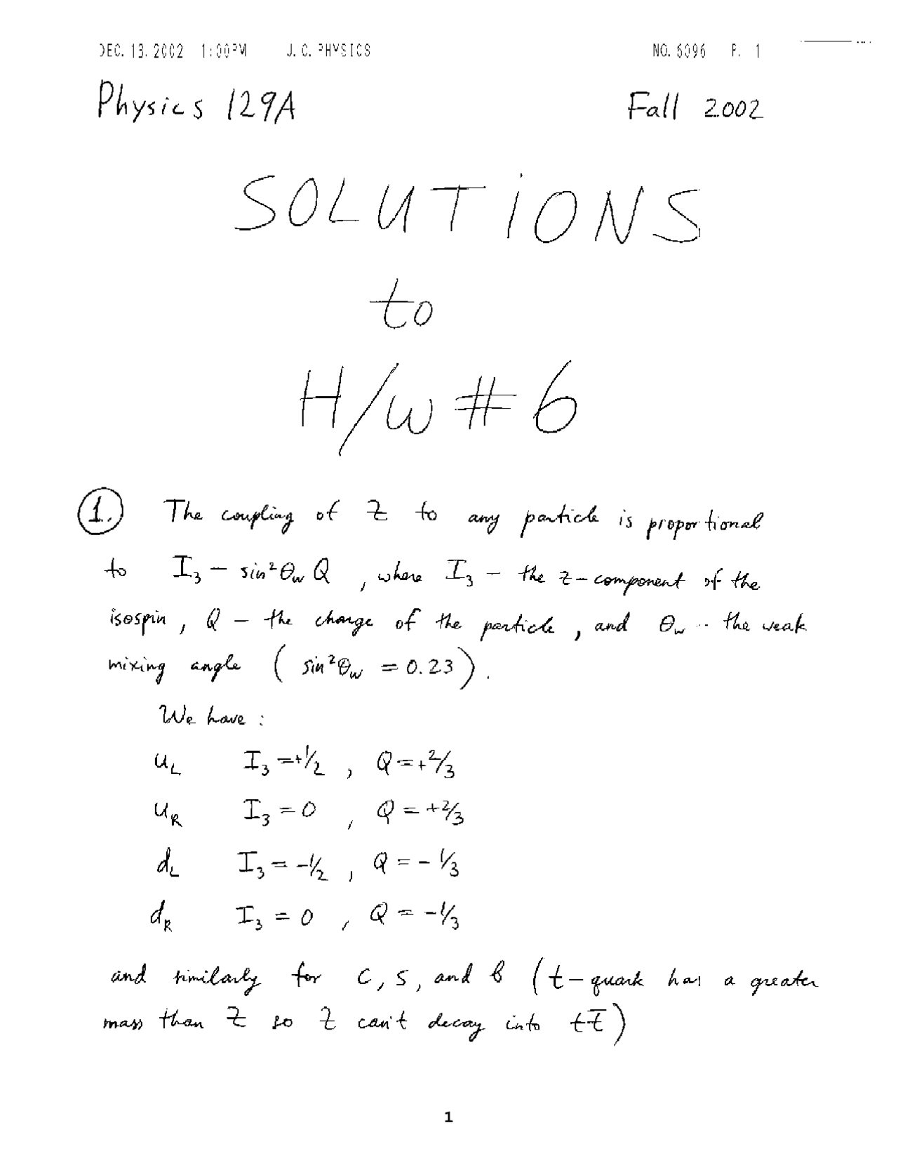 Particle Physics Math Answer Particle Physics7, Exercises Solution- Physics | Exercises Particle ...