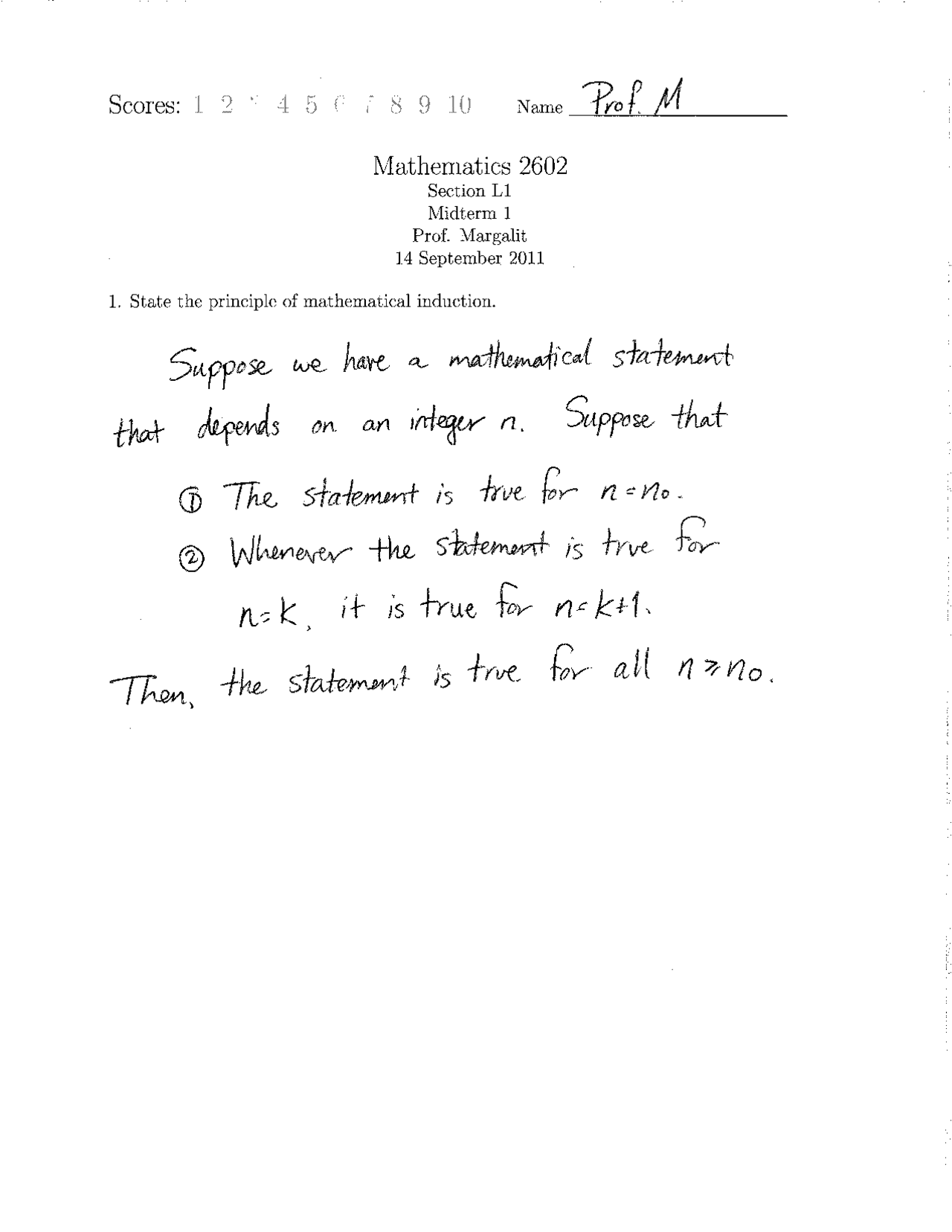 Midterm Exam 1 with Solution - Linear and Discrete Mathematics | MATH ...
