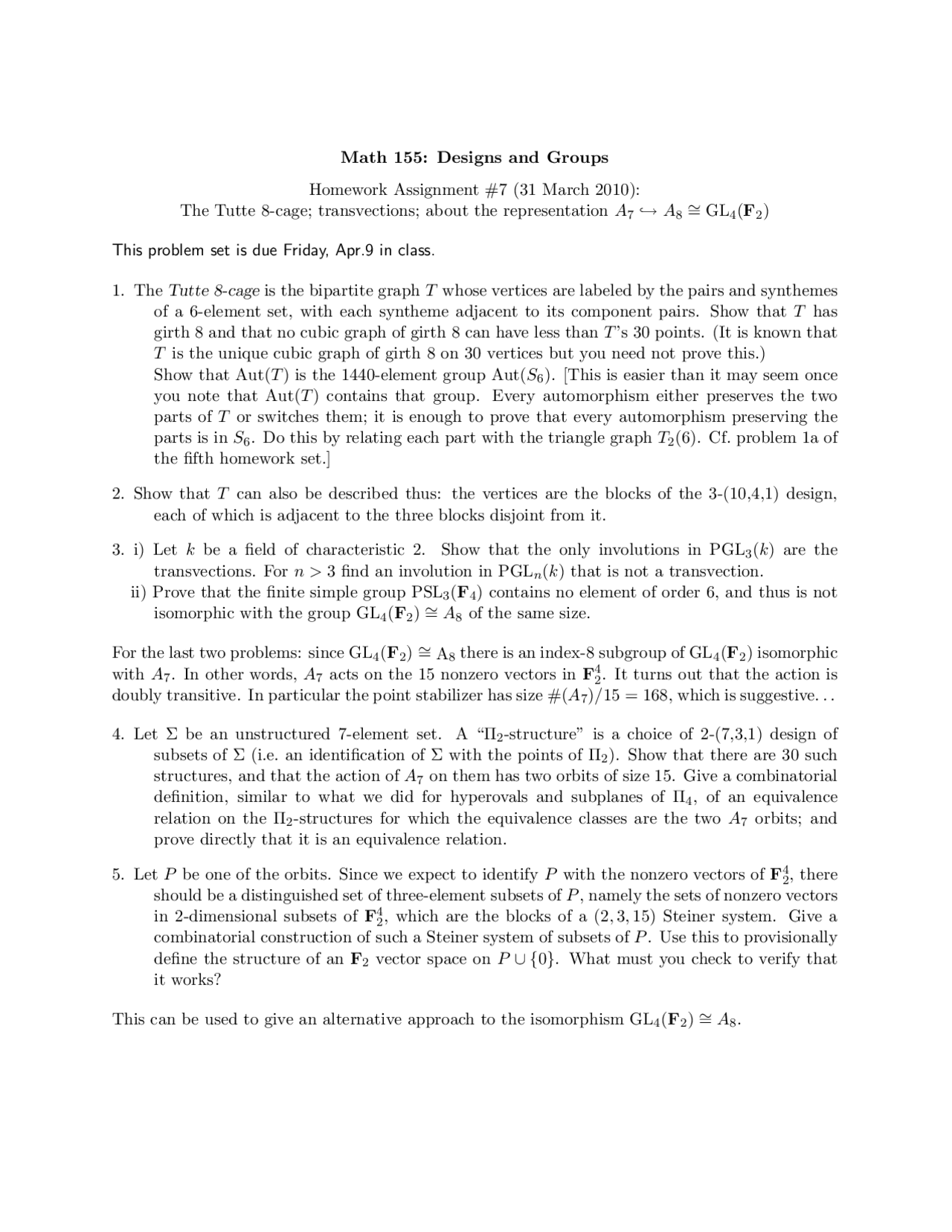 Design and Group 7, Exercises - Mathematics - Docsity