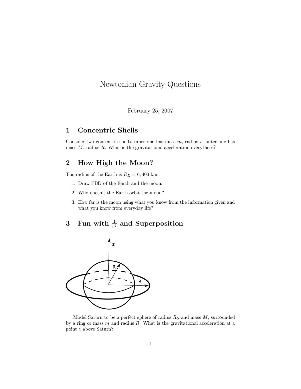 Mechanics Newtonian Gravity - Exercises - Physics | Exercises Classical ...