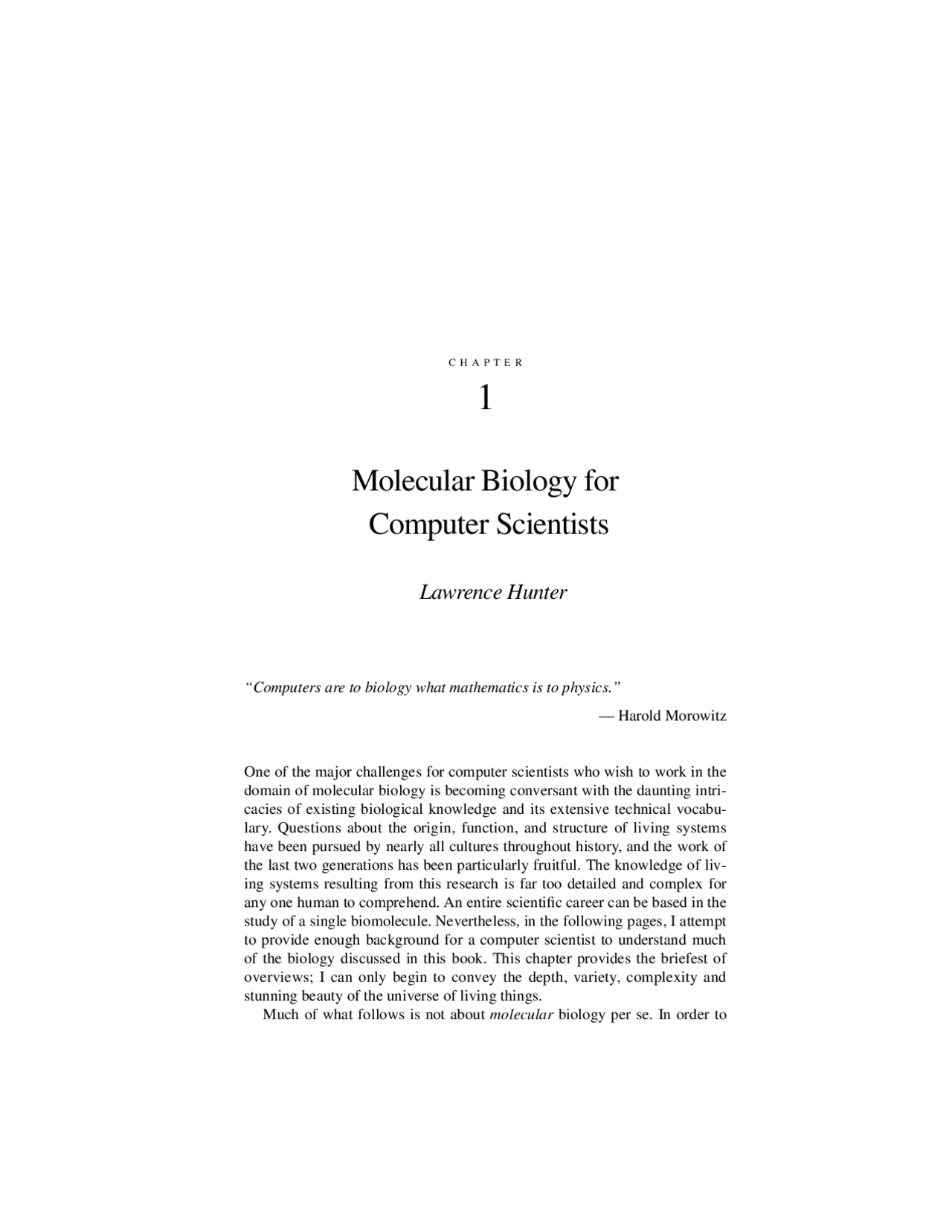 Molecular Biology for Computer Scientists, Lecture Notes - Medical ...