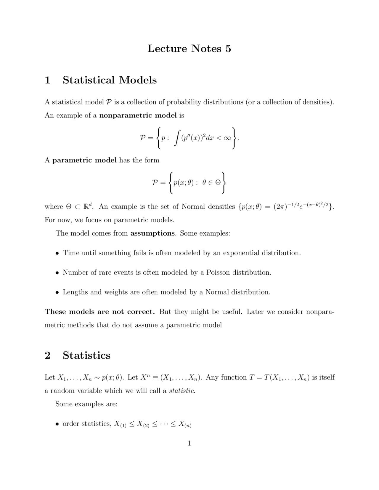 Statistical Modelling Notes.pdf Statistical Models - Lecture Notes - Mathematics | Study notes ...