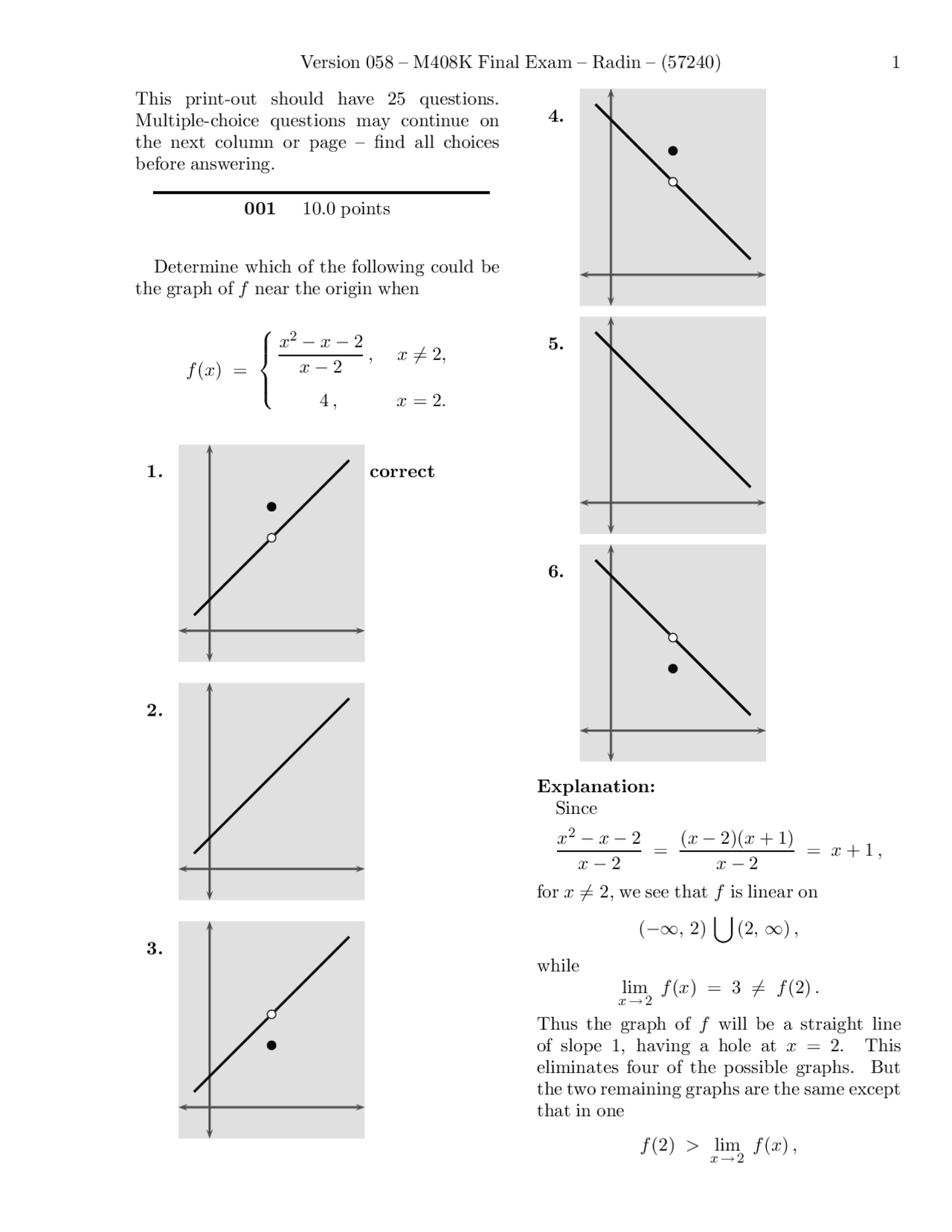 25 Solved Problems on the Differential Calculus - Exam | M 408K - Docsity