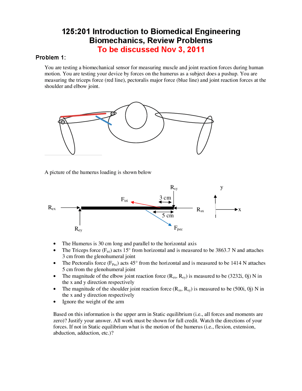 Biomedical Engineering Example Problems Biomechanics Review Solutions - Introduction to Biomedical Engineering ...