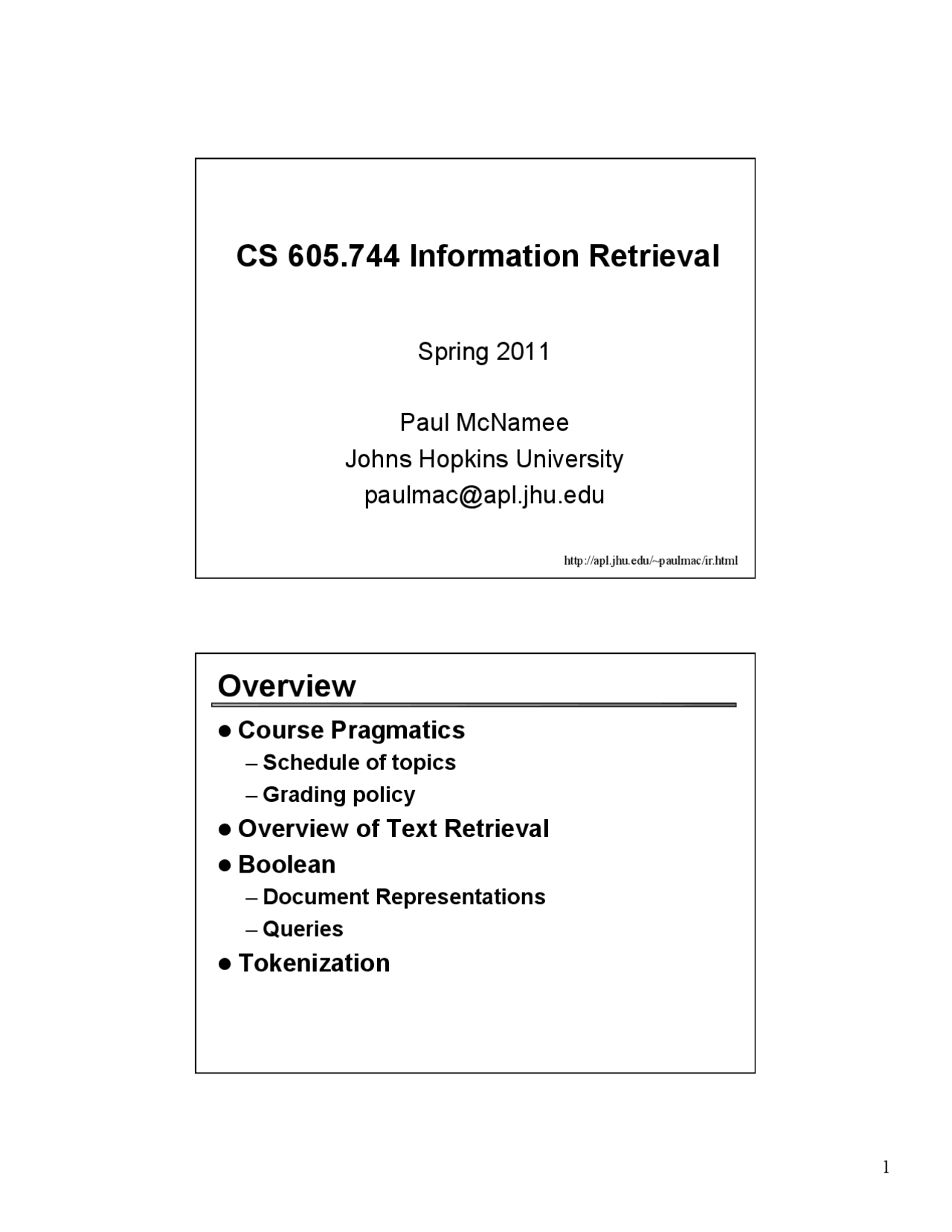 Information Retrieval Overview, Lecture Slides - Computer Science - Docsity