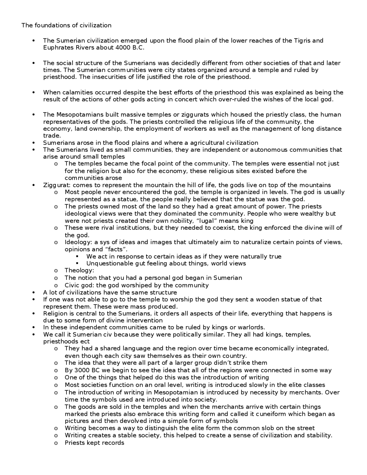 Notes on The Foundations of Civilization - World Civilization I | WOH ...