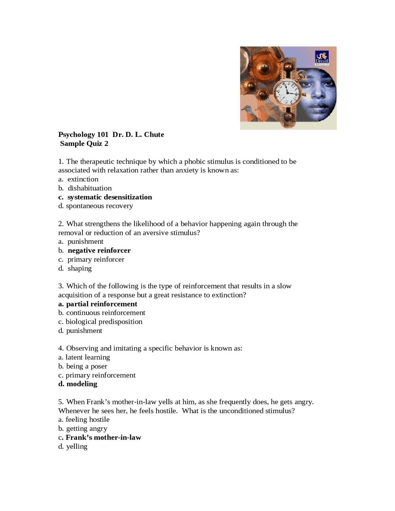 Midterm 2 Solutions - General Psychology I | PSY 101 - Docsity