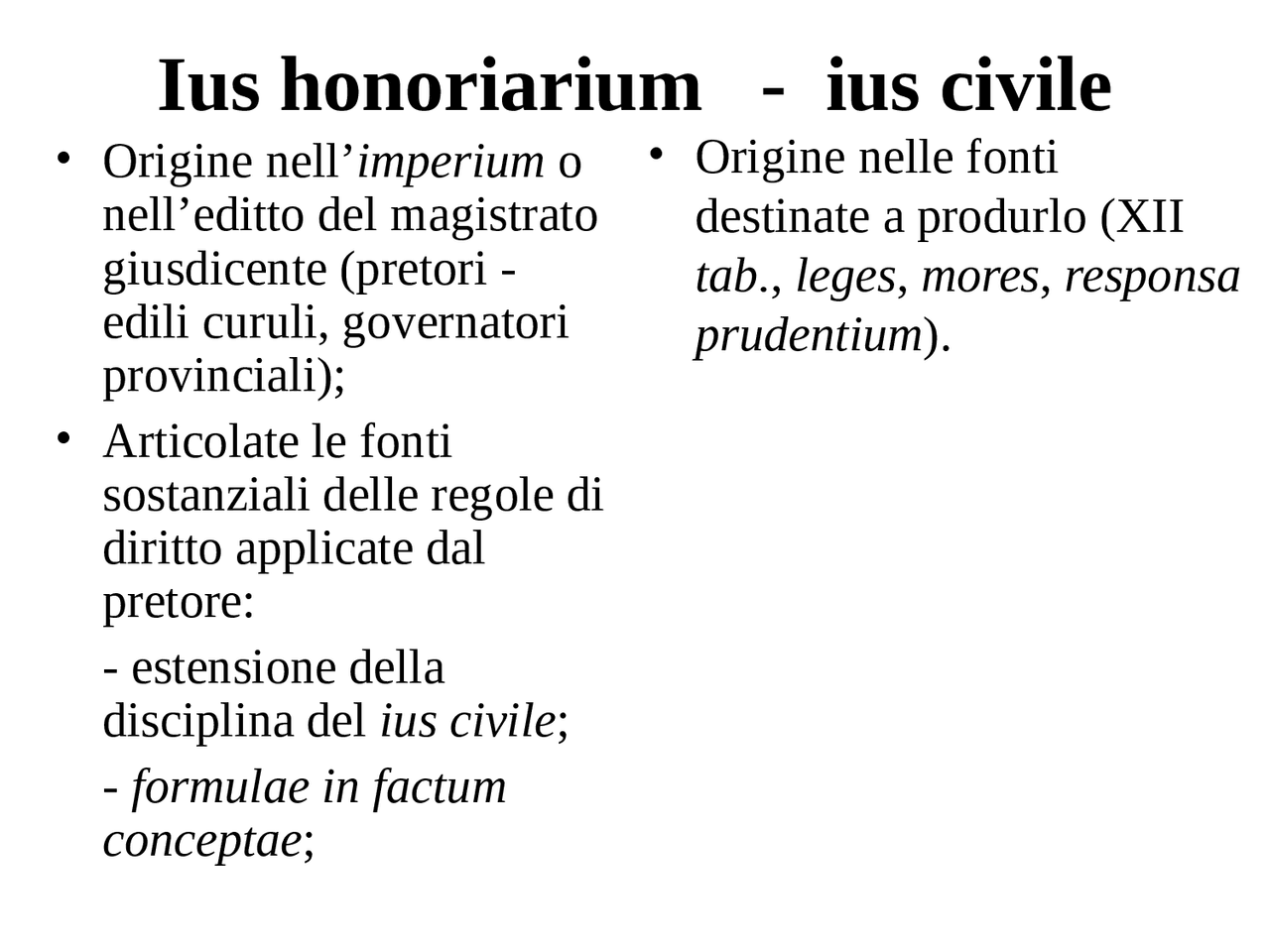 Ius honorarium ius civile Docsity