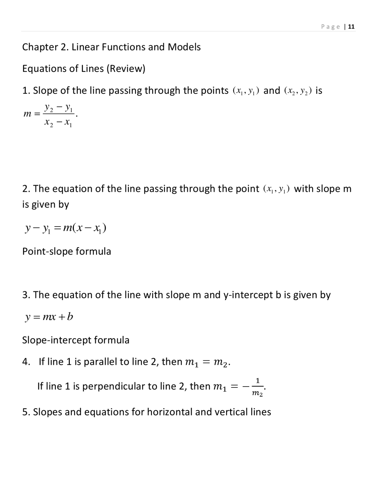 Notes of Linear Functions and Models - Mathematical Modeling | MATH ...