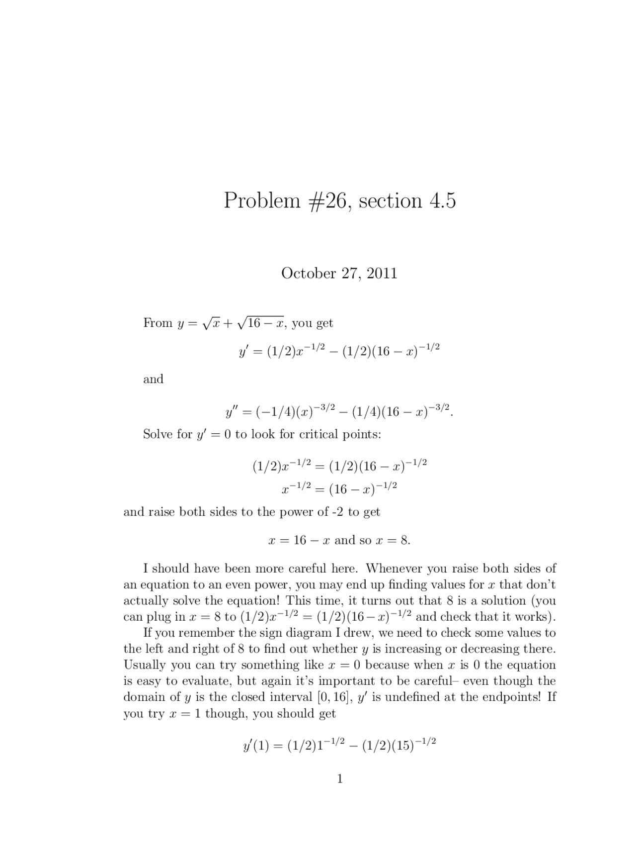 Problem on Differential and Integral Calculus - Homework | MATH 31A ...