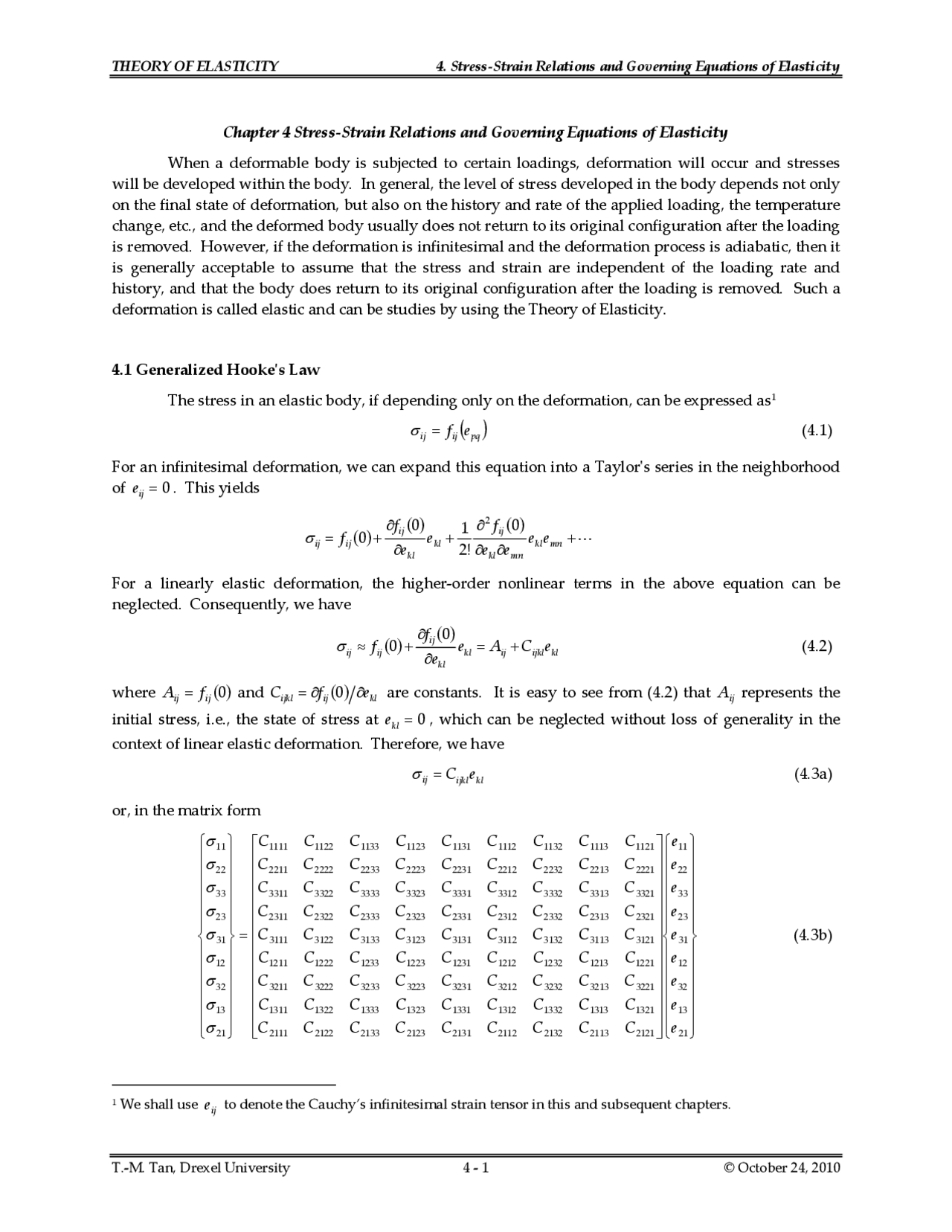 Stress-Strain Relationship and Governing Equations of Electricity | MEM ...