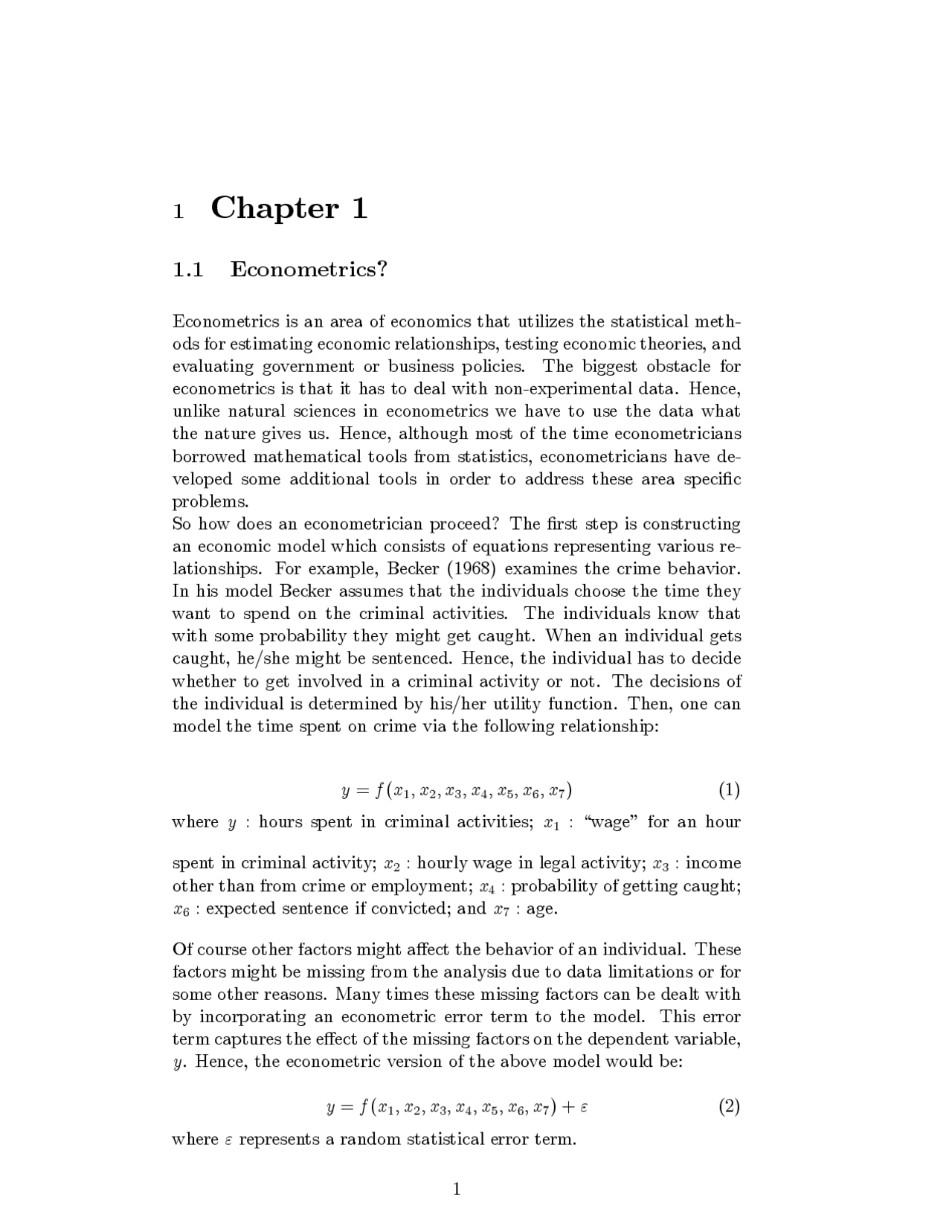 Study Notes for Econometrics | Econometric Analysis 2011 | ECON 3161 ...