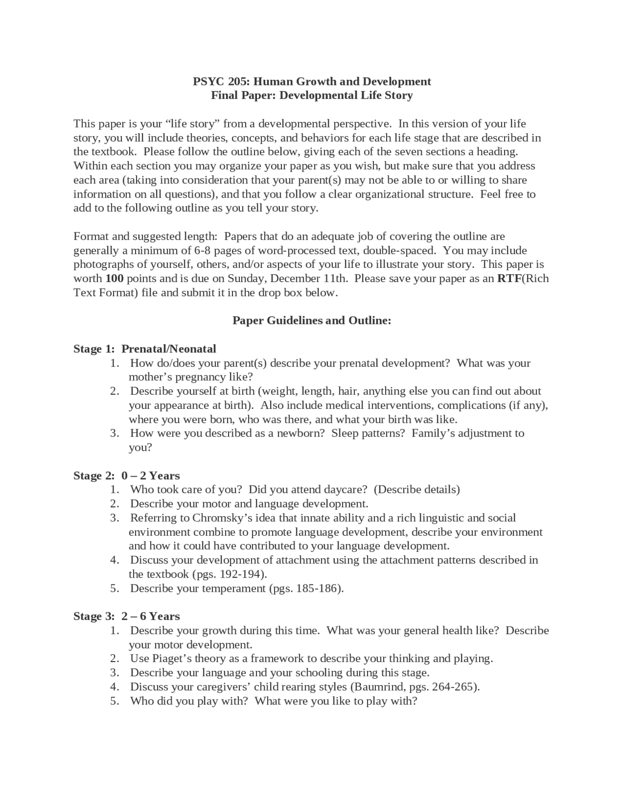 Development Life Story - Final Paper - Human Growth and Development ...