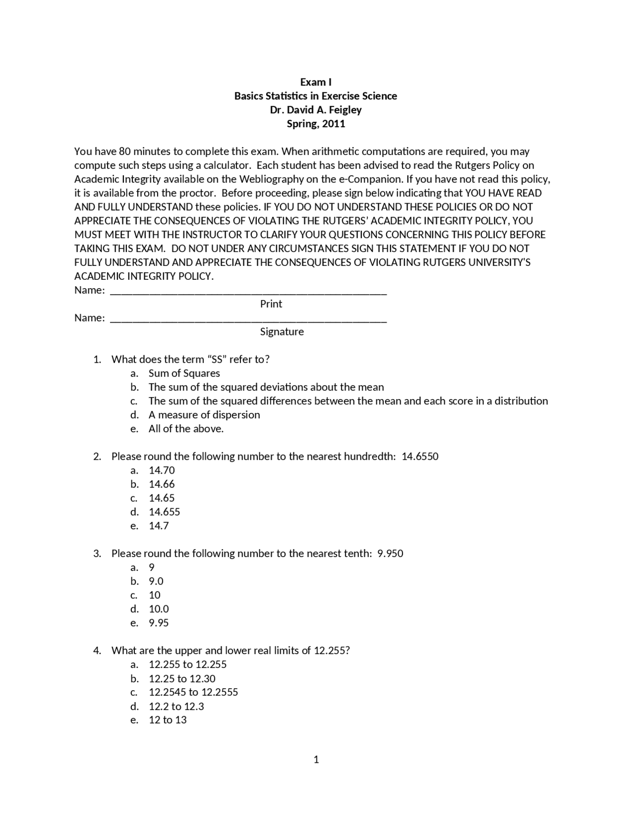 55 MCQs for Old Exam 1 - Basic Statistics for Exercise Science | 377 ...