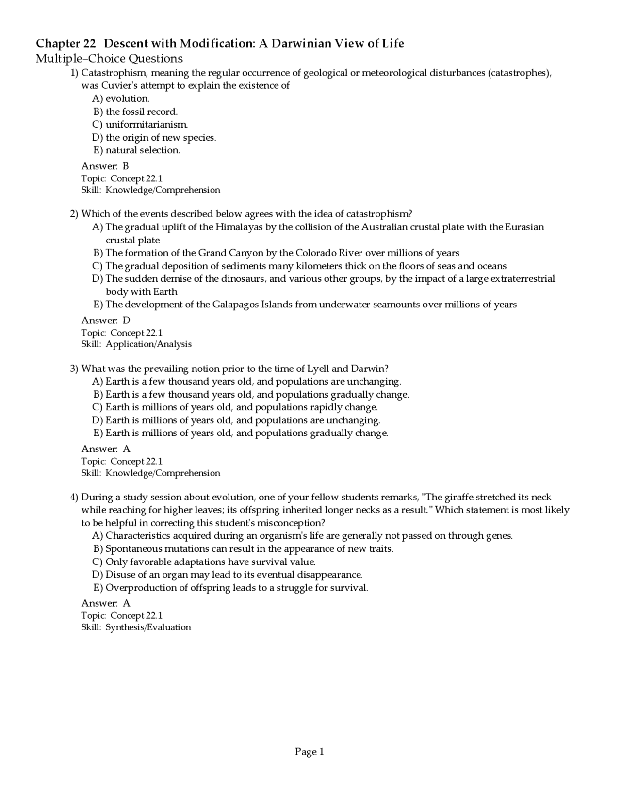 Descent with Modification: A Darwinian View of Life - Solved Old Test ...