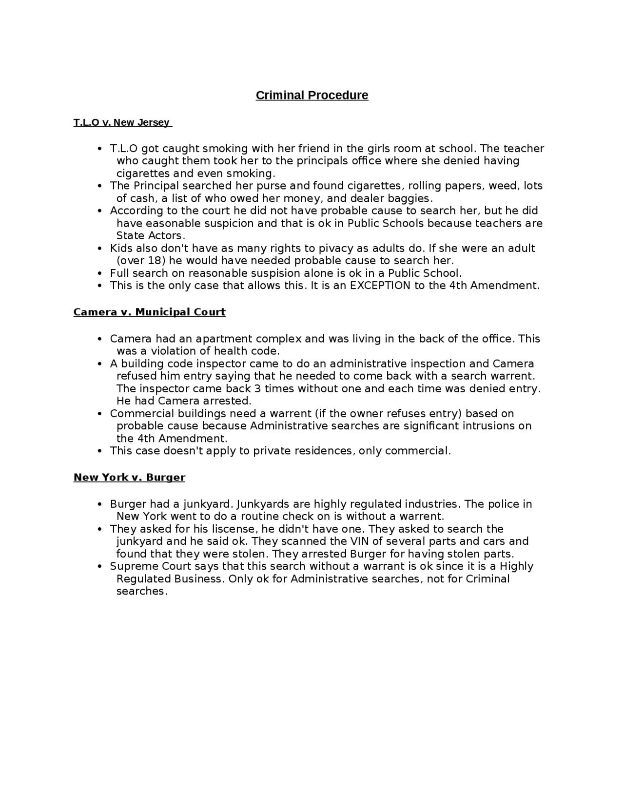 Part 1 Test 3 Study Notes - Criminal Procedure | PLA 3309 | Study notes ...