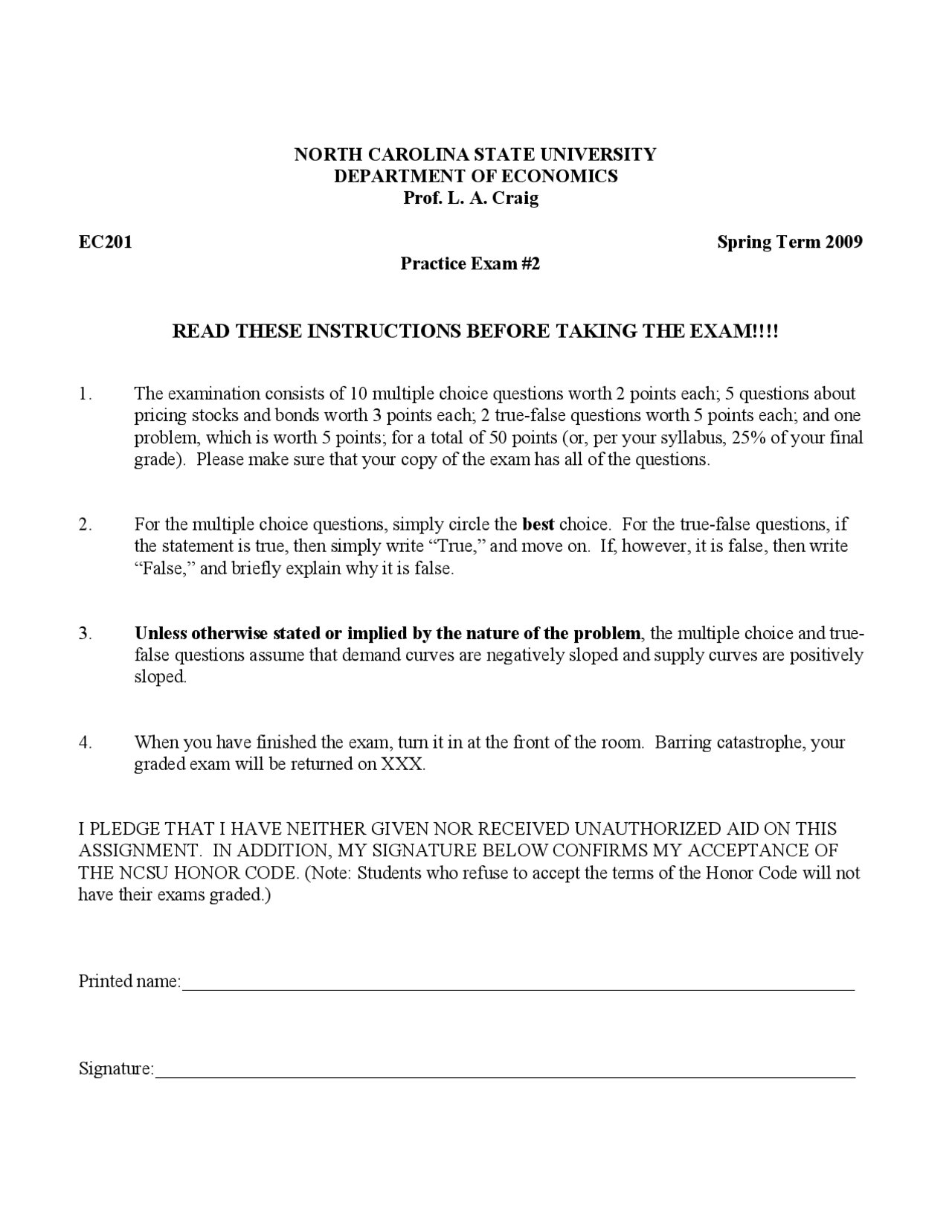 Questions with Answers Key in Practice Exam 2 | EC 201 - Docsity