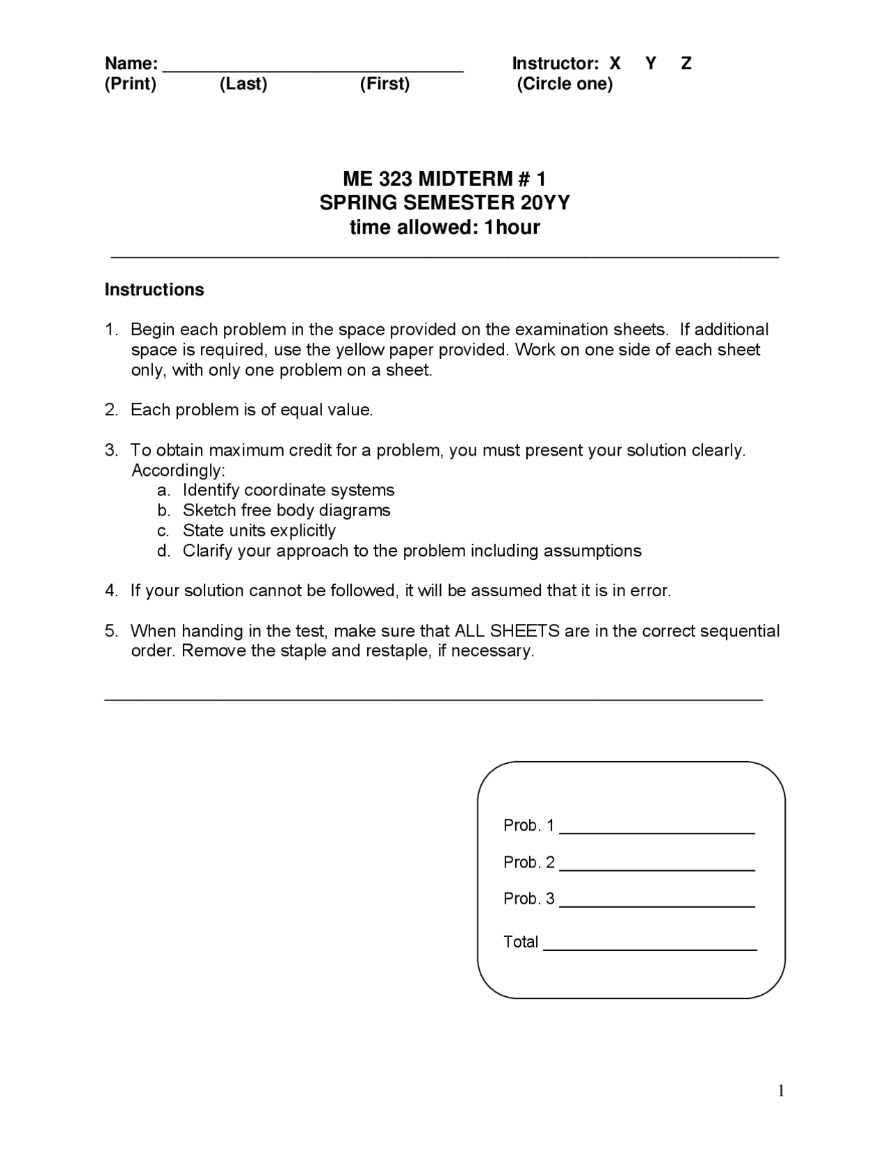3 Problems on Mechanics Of Materials with Solution - Midterm 1 | ME ...