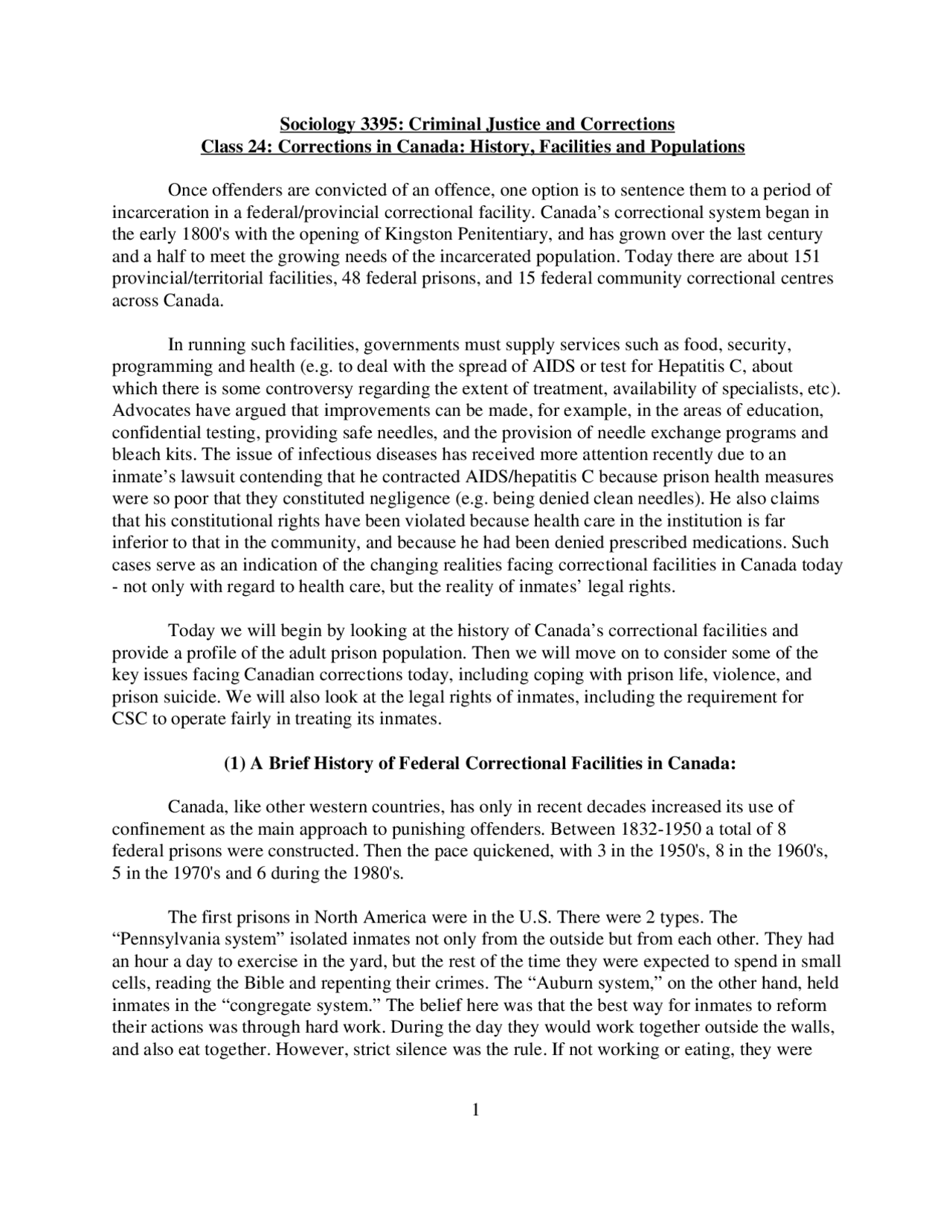 Criminal Justice and Corrections-Lecture Notes 24-Sociology - Docsity
