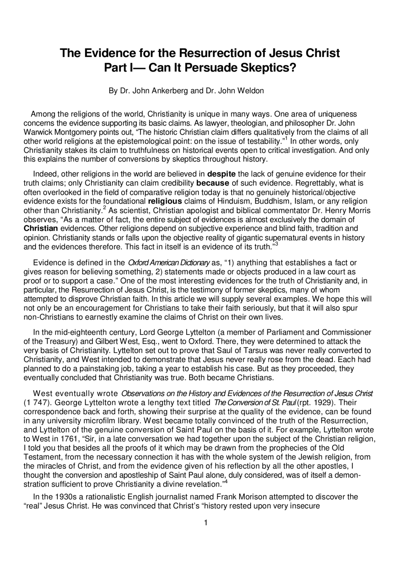 The Evidence for the Resurrection of Jesus Christ Part I - Book Summary ...