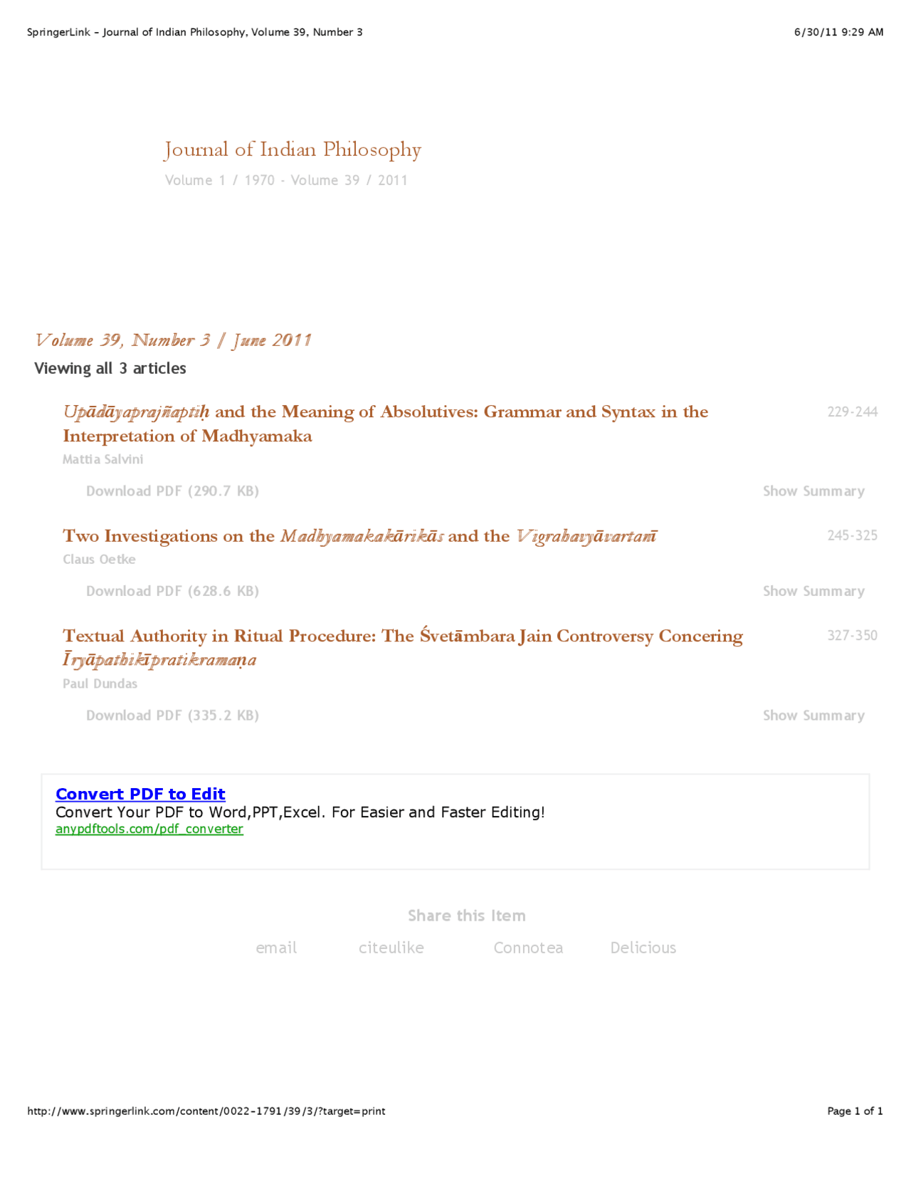 Journal of Indian Philosophy 1 - Lecture Notes - Indian Philosophy ...