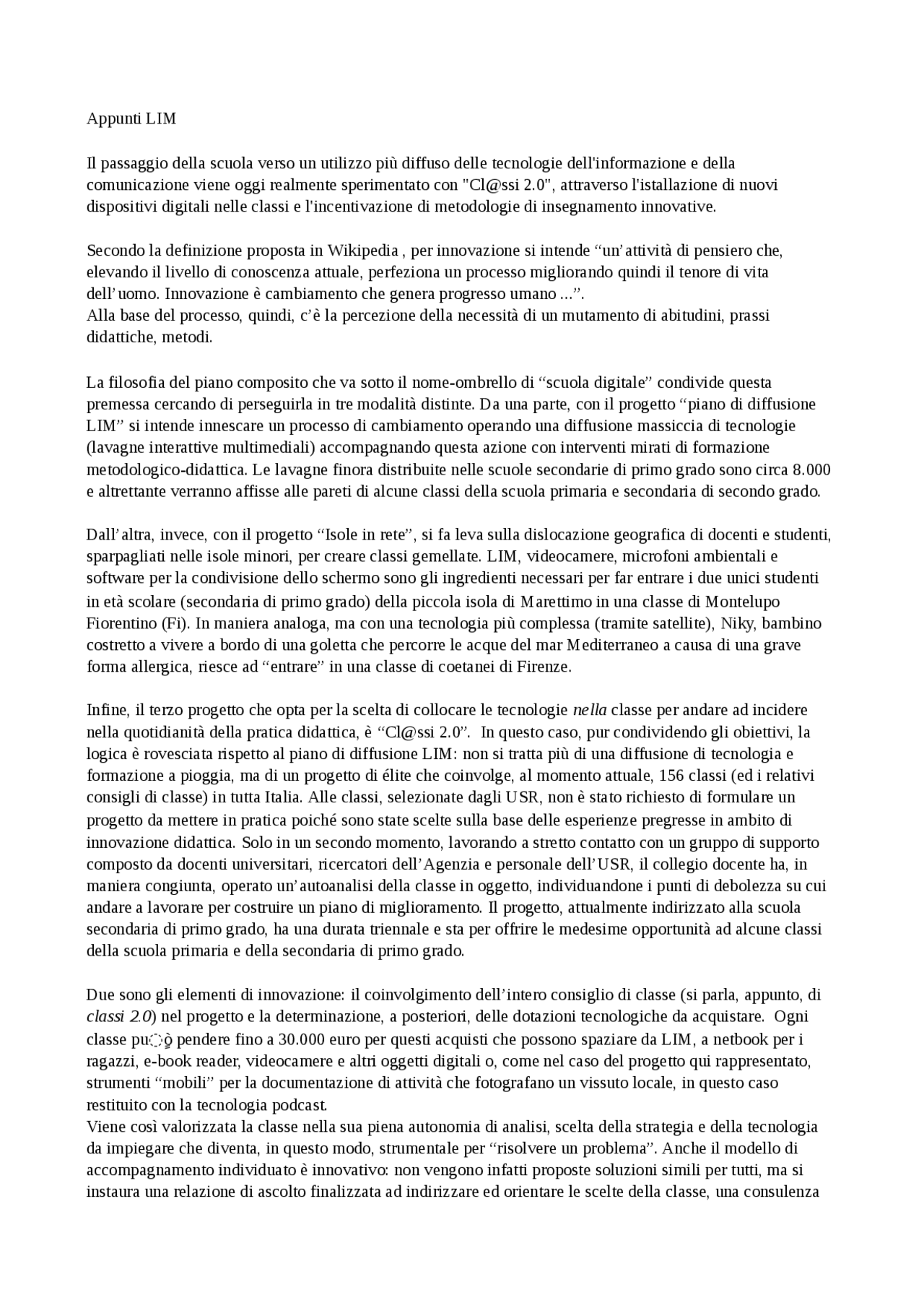 Appunti LIM - Docsity