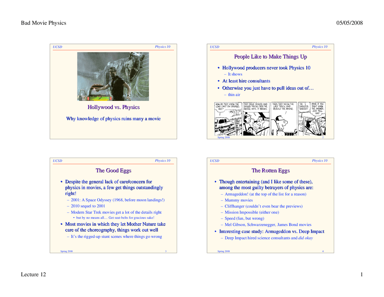Concepts in Physics-Lecture 12 Movies spring 2008-Physics - Docsity
