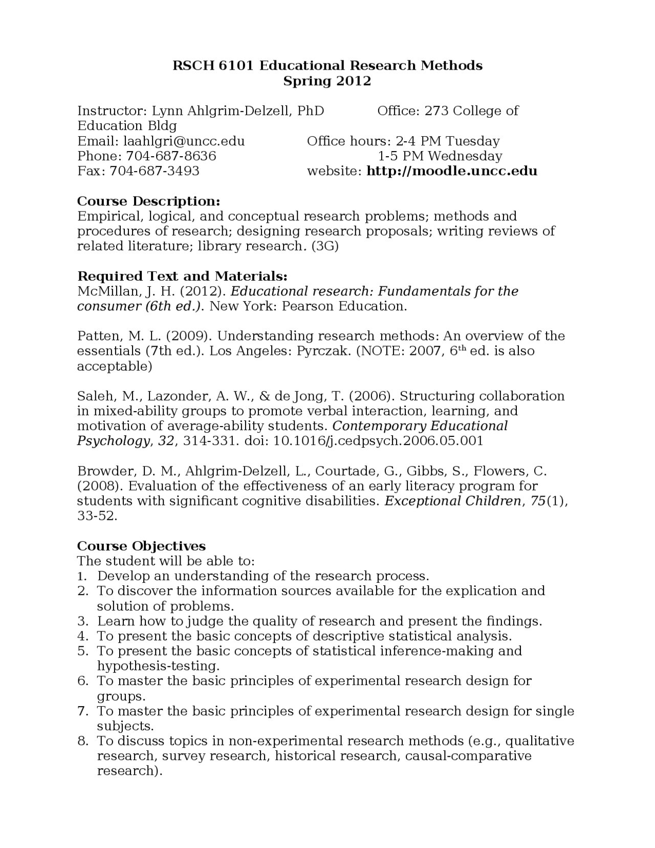 Course Syllabus - Educational Research Methods | RSCH 6101 | Study notes  School management&administration | Docsity