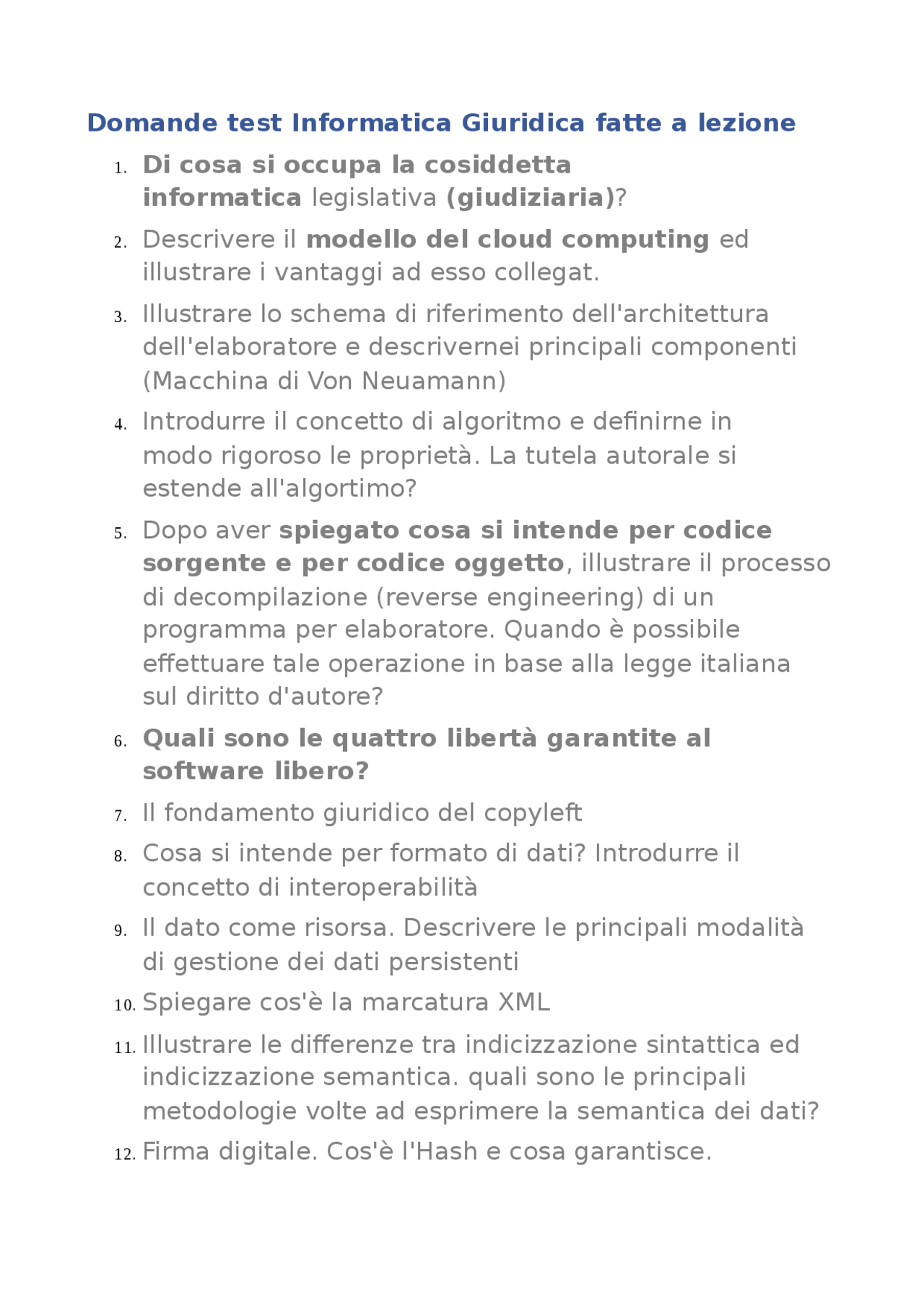 Test informatica - Docsity