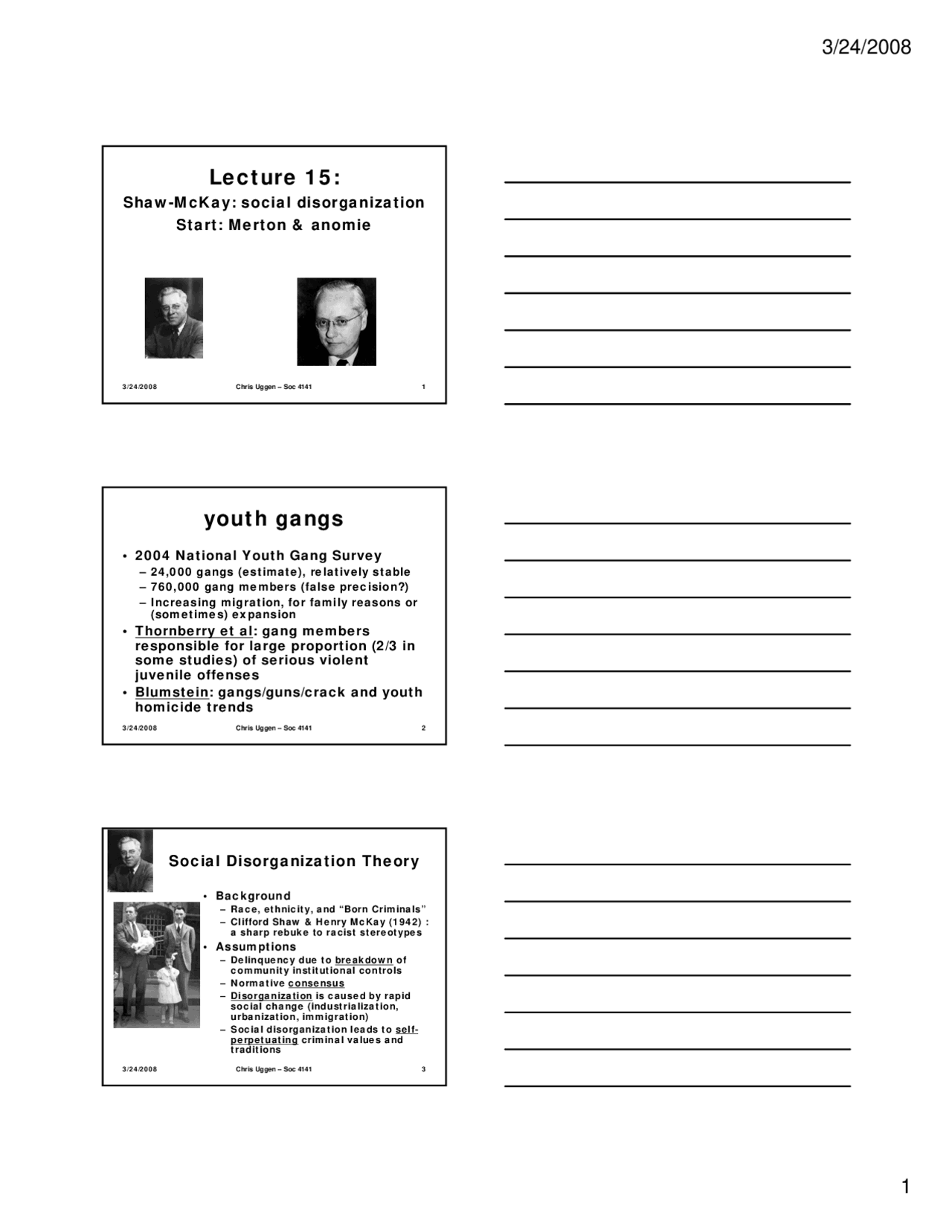 Social Disorganization-Sociology 4141-Lecture15-Sociology | Study notes ...