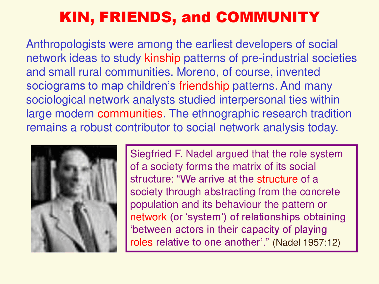 Kin, Friends, Community-Social Network Analysis Theories and Analysis ...