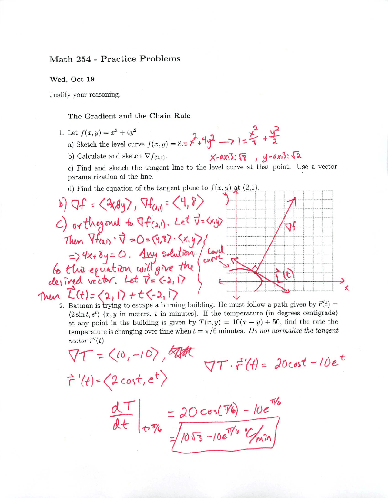 Gradient Practice Problems Gradient and the Chain Rule - Calculus IV - Practice Problems Solved ...