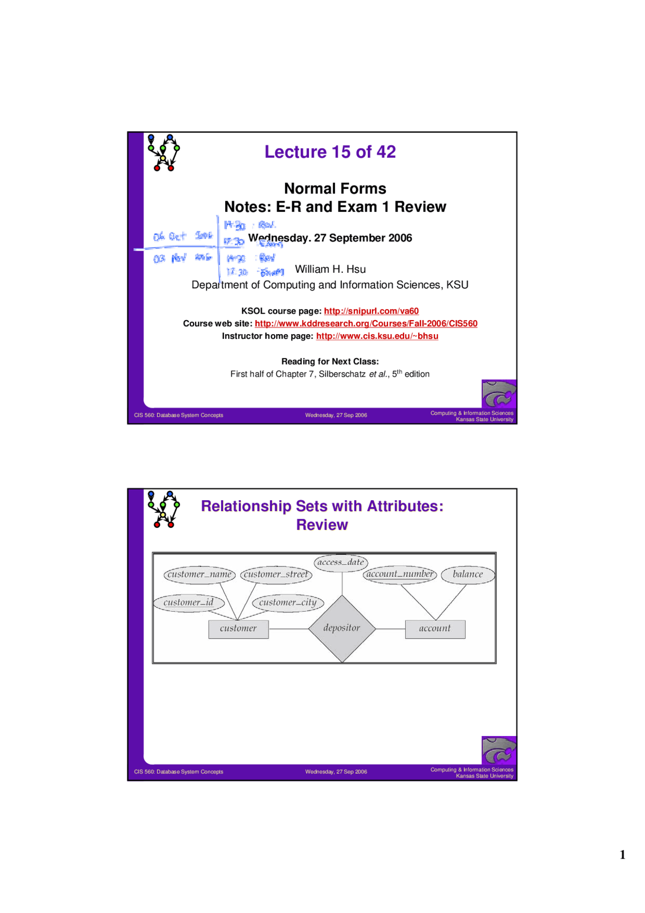 Normal Forms Computer Science Normal Forms-Database System Concepts-Lecture 17 Slides-Computer ...