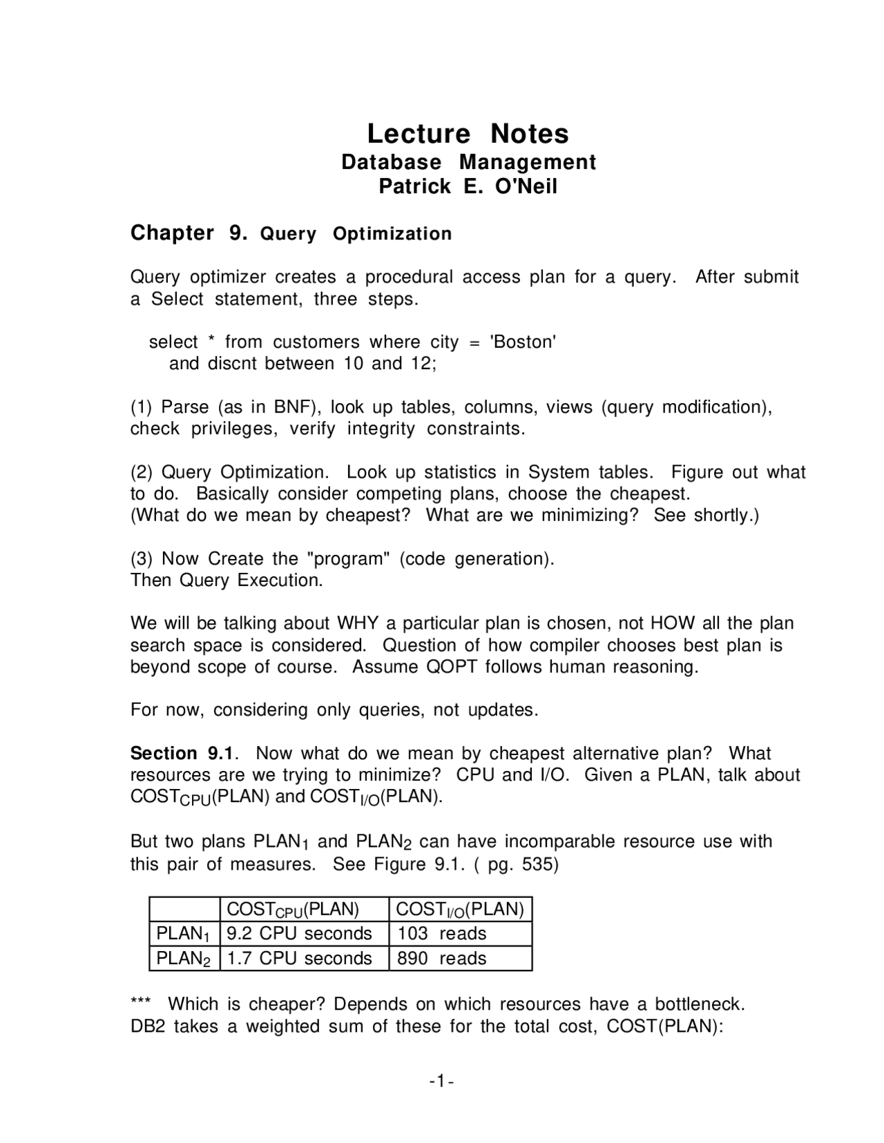Query Optimization-Database Management using Database Principles ...