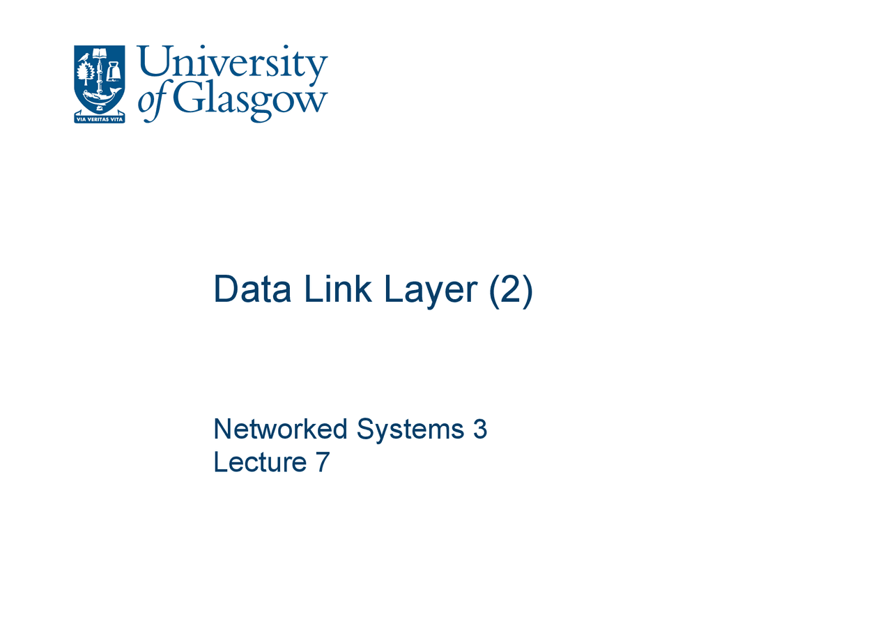 Data Link Layer-Introduction to Networks-Lecture 07 Slides-Computer ...