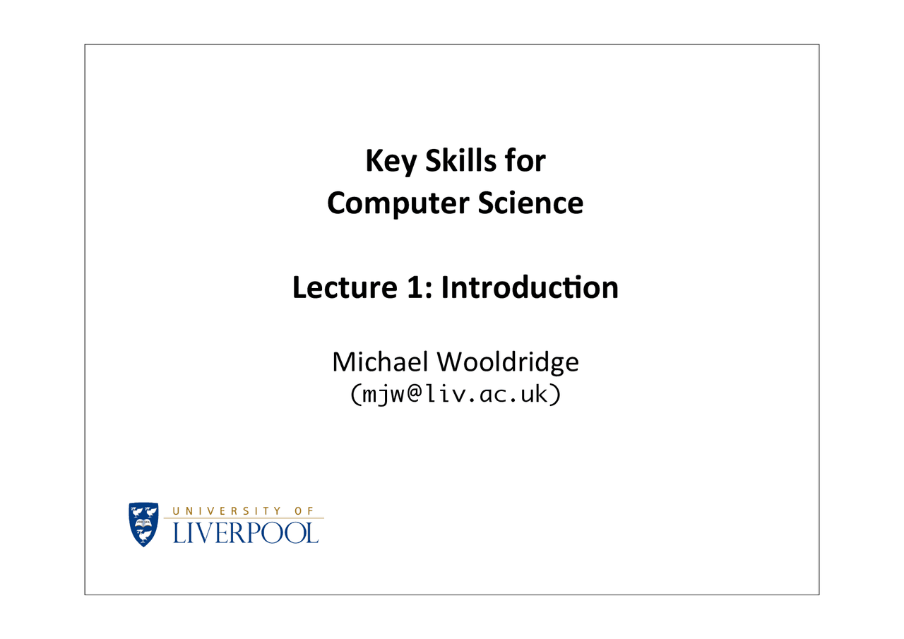 Introduction-Key Skills for Computer Science-Lecture 01 Slides-Computer ...