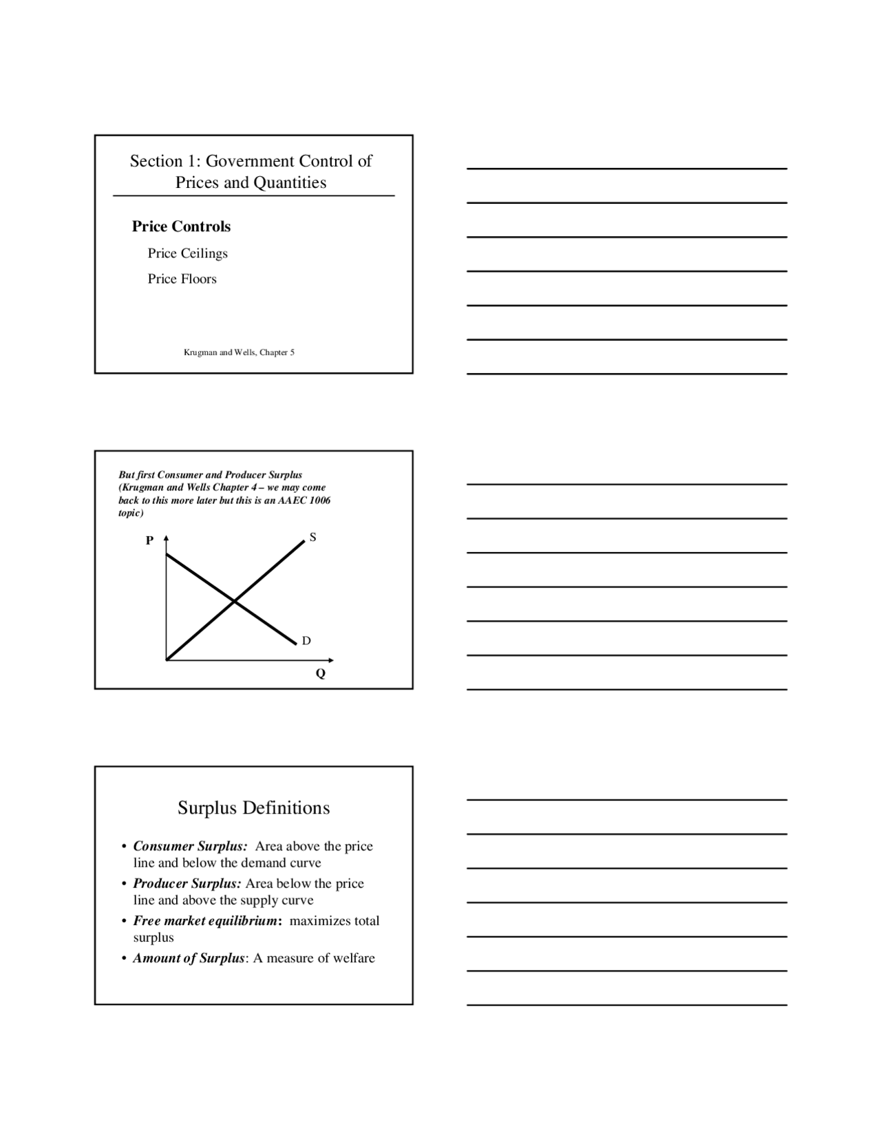 Government of Control of Price and Quantities - Week 5 Lecture Slides ...
