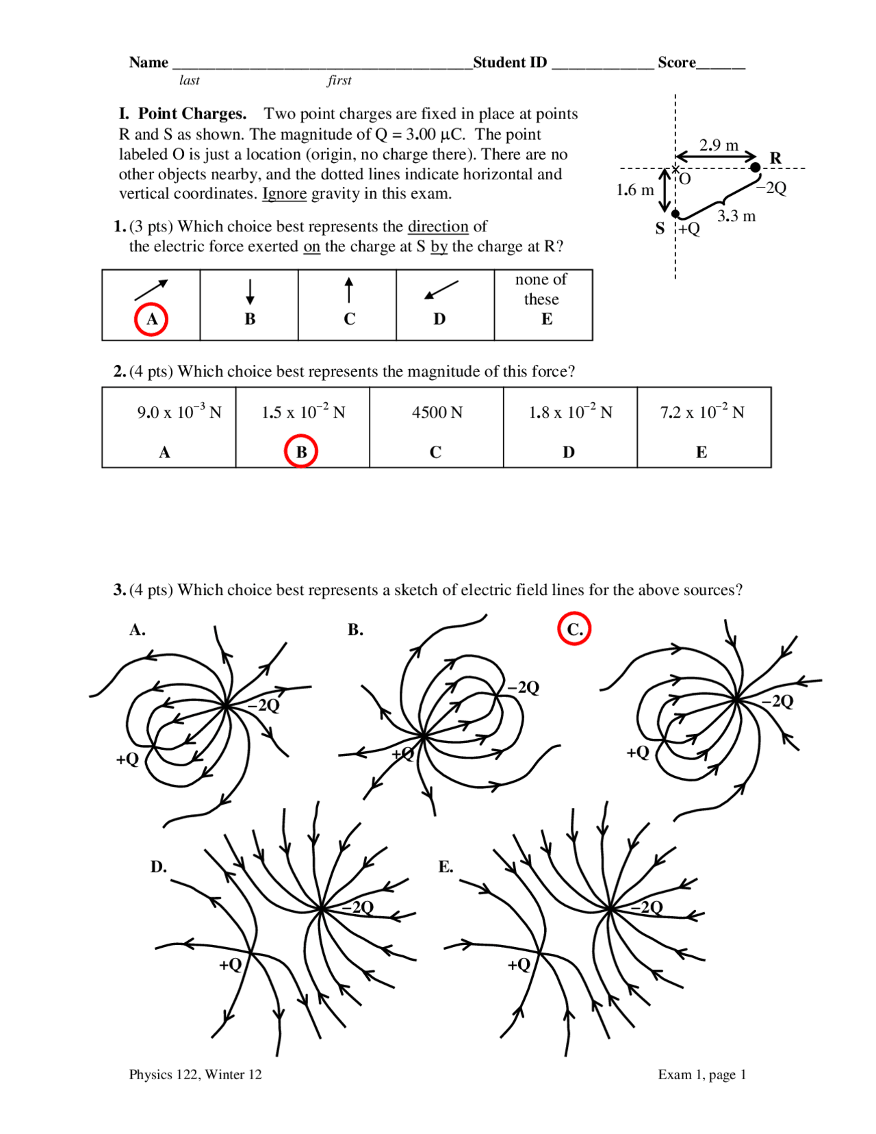 Physics Exam Questions: Electric Charges and Electric Fields - Prof ...