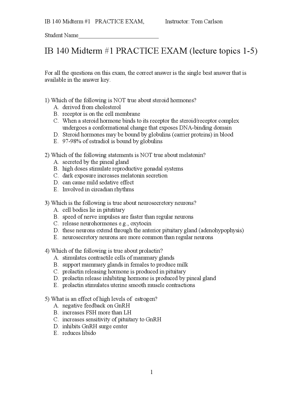 Midterm Exam 1 - Biology And Sociobiology Of Human Reproduction | Integbi  140 - Docsity Midterm Exam 1 - Biology And Sociobiology Of Human Reproduction | Integbi  140 - Docsity