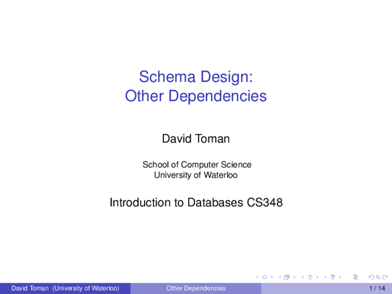 Schema Design-Introduction to Database Management-Lecture 10 Slides ...