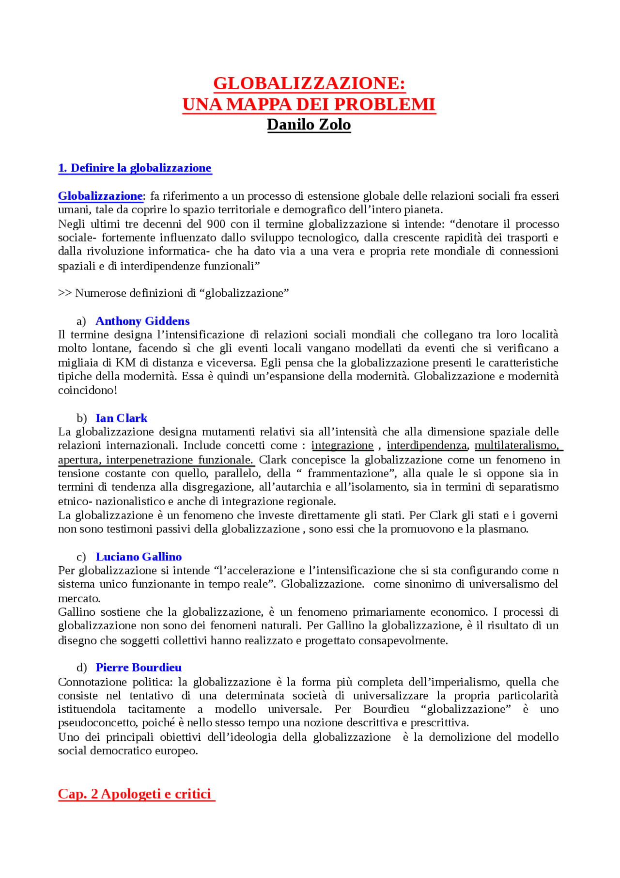 La Globalizzazione E Lo Sviluppo Sostenibile | Mappa Mentale