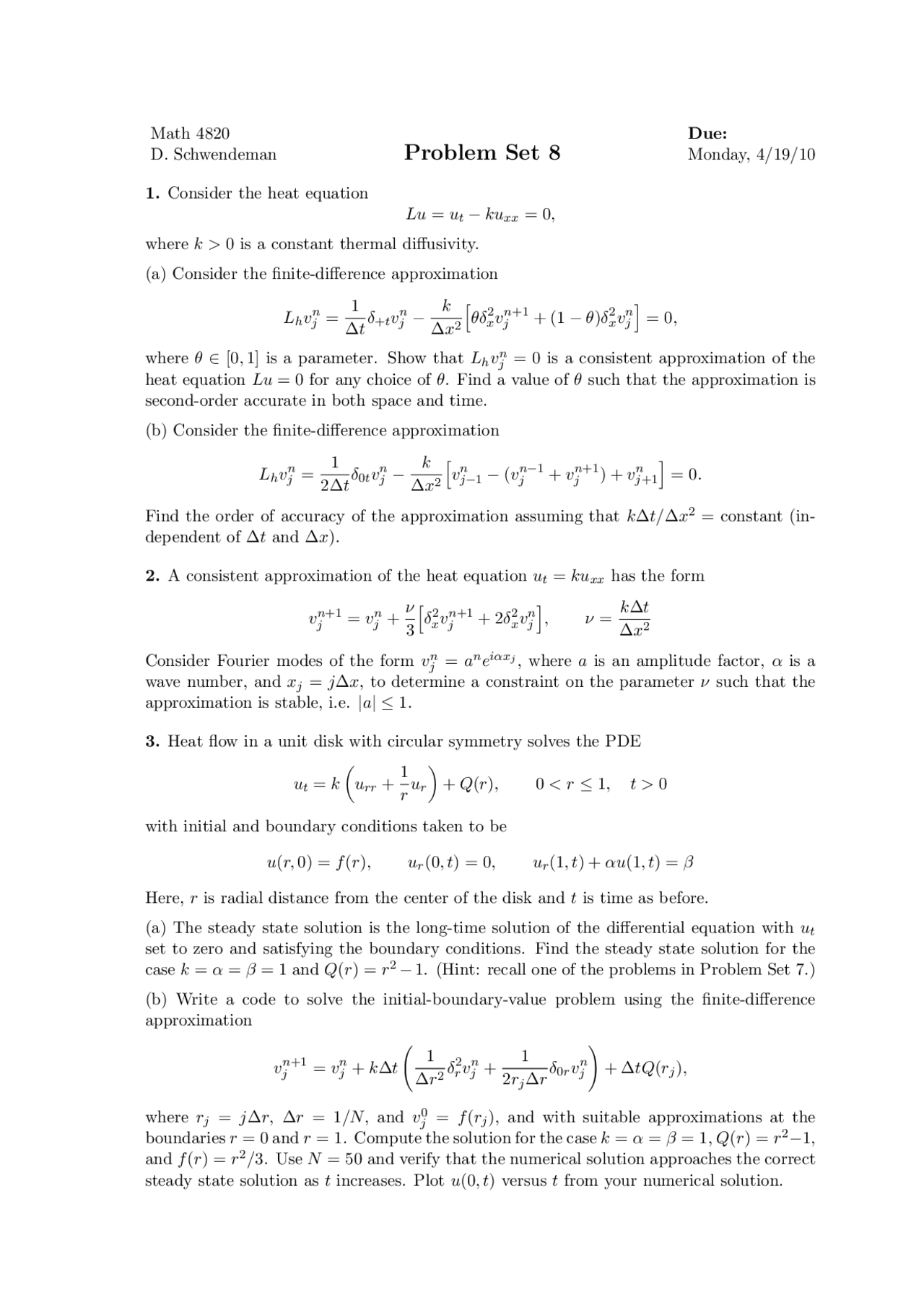 Problem Set 8 Solved | Numerical Methods for Differential Equations ...
