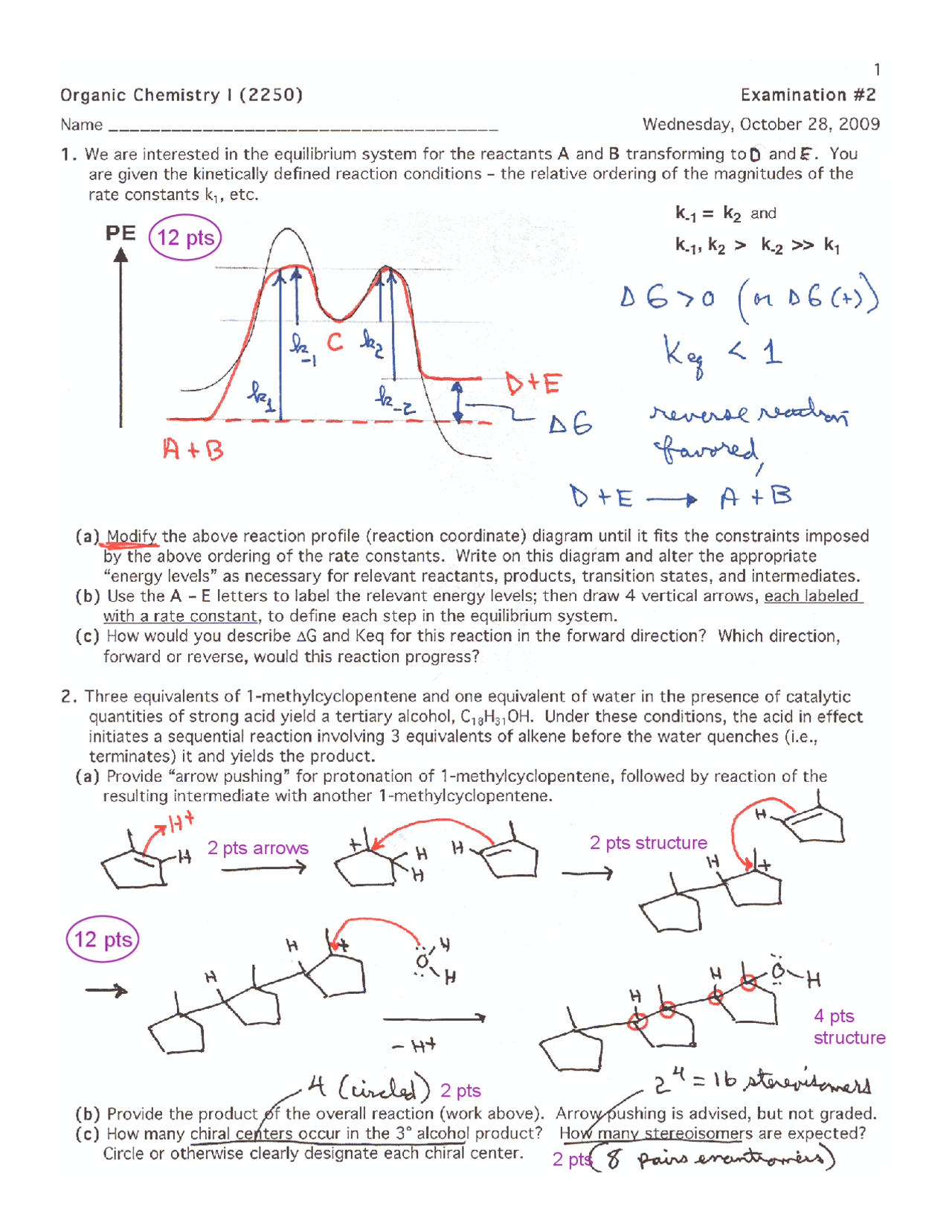 7 Questions with Solution of Organic Chemistry I - Exam 2 | CHEM 2250 ...