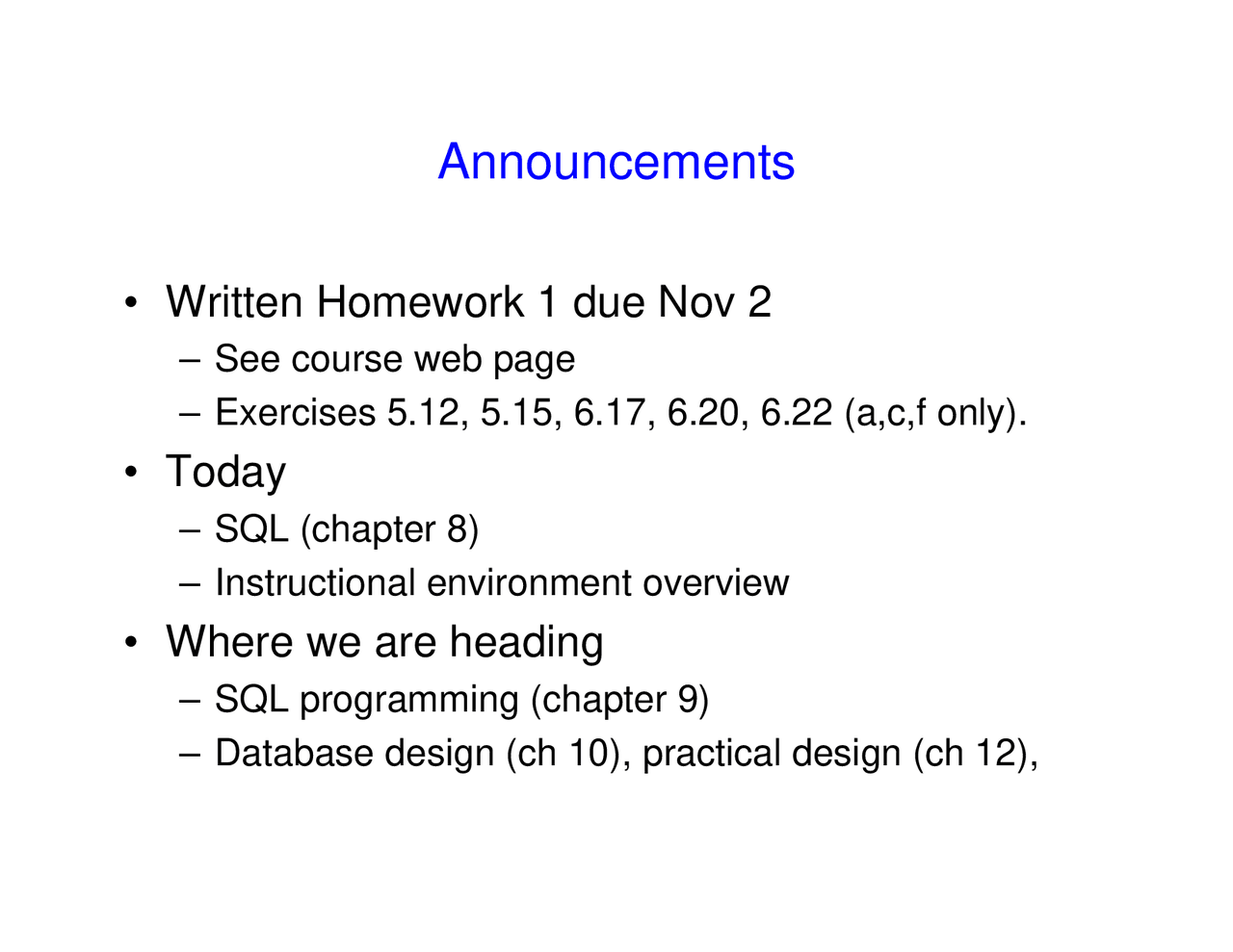 SQL-Introduction to Databases-Tutorial 11-Computer Science - Docsity